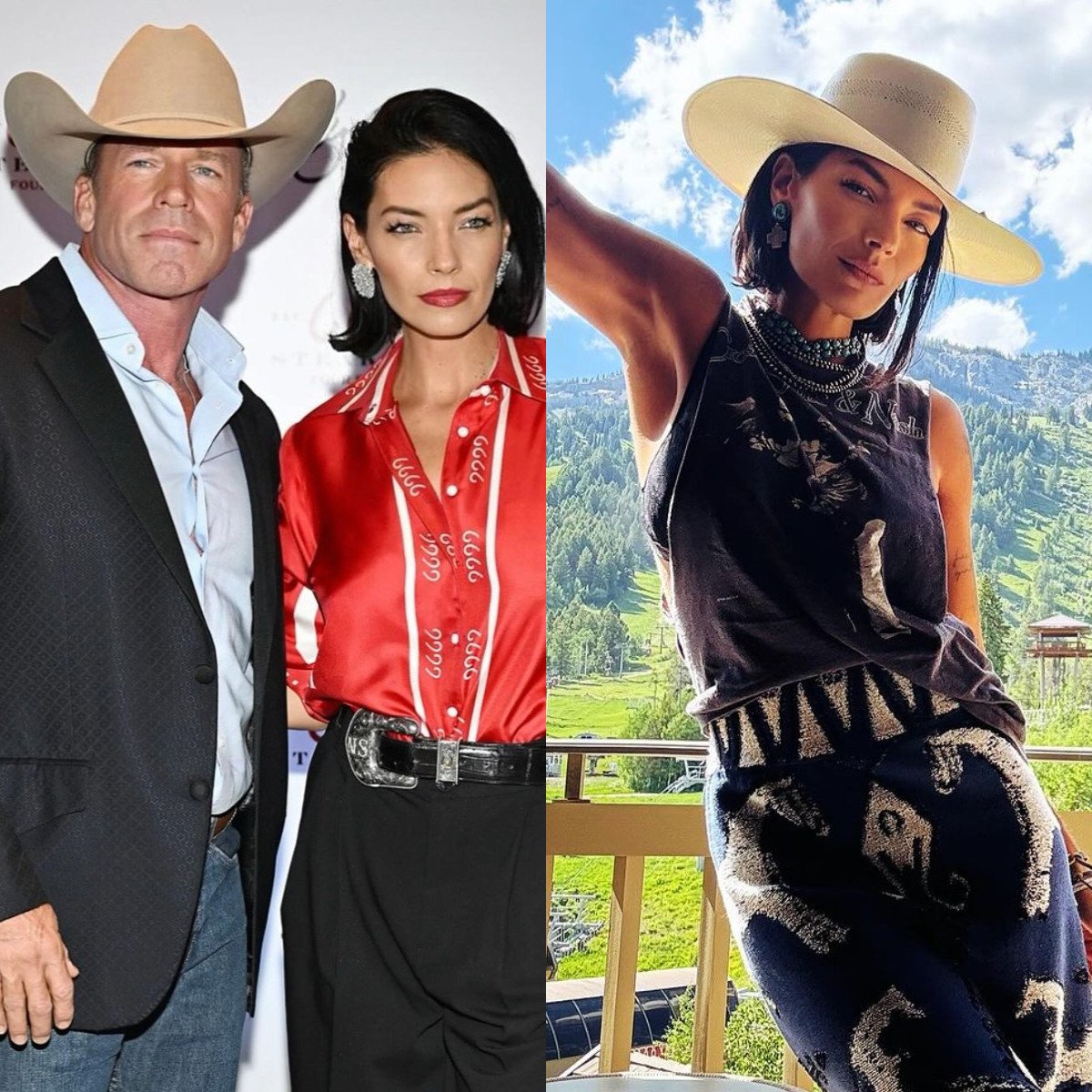 Yellowstone creator Taylor Sheridan (left) is married to a real-life cowgirl, Nicole Muirbrook. Photos: @nicsheridanofficial/Instagram