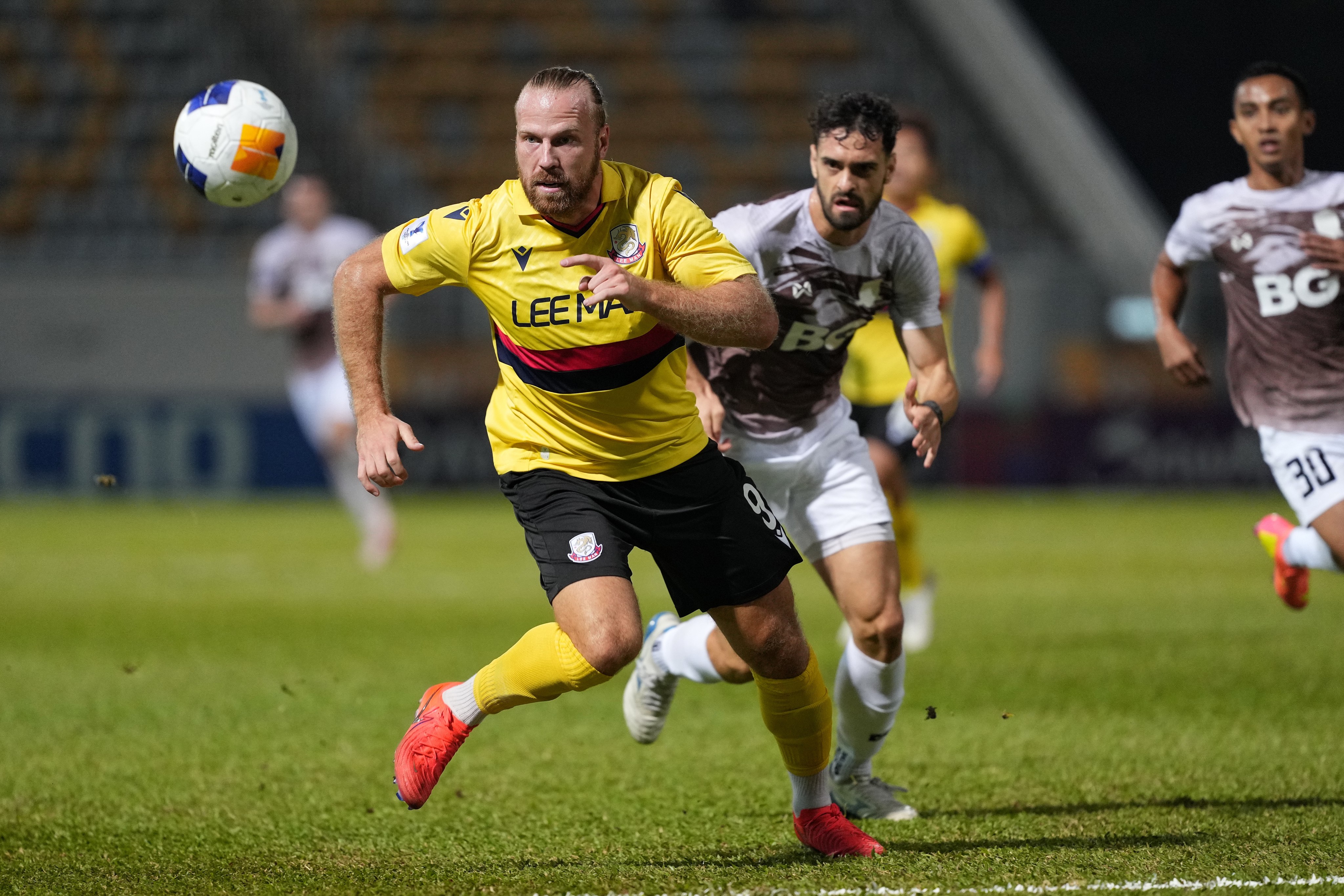 Henri Anier pursues the ball during Lee Man’s AFC Champions League Two clash with Tampines Rovers. Photo: Elson Li