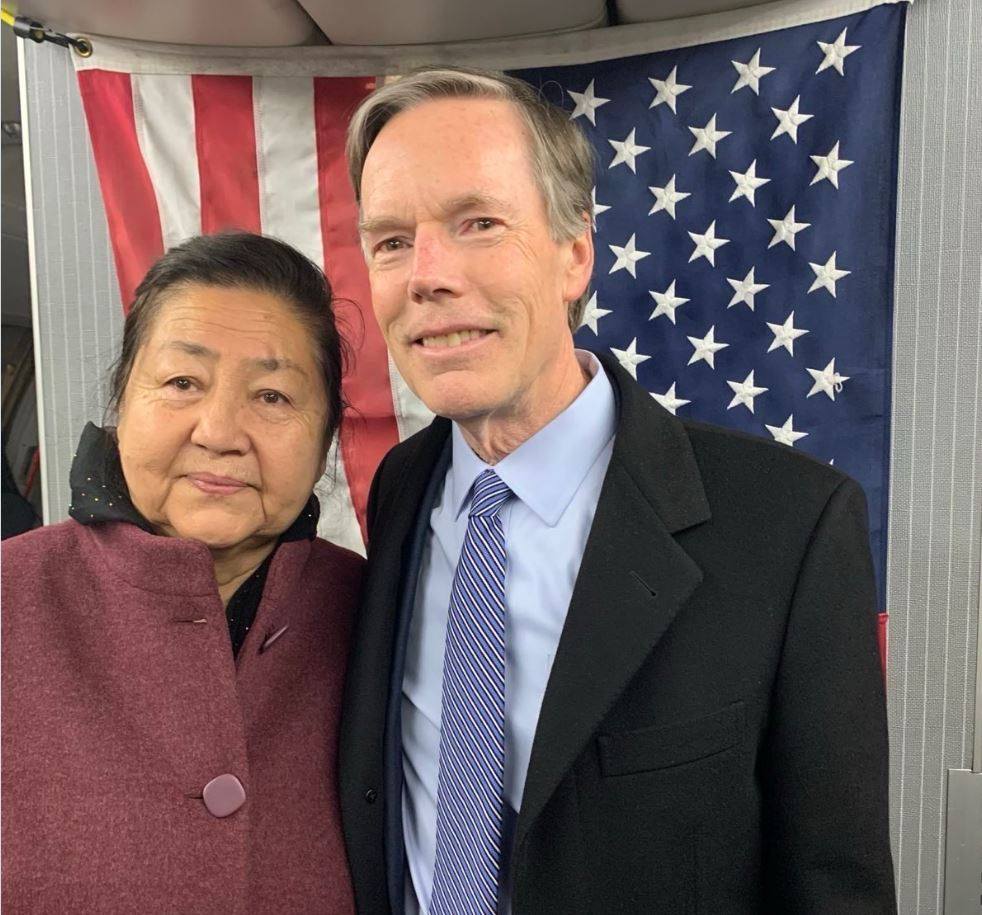 Ayshem Mamut and US Ambassador to China Nicholas Burns after her release from Chinese custody last week. Photo: via X