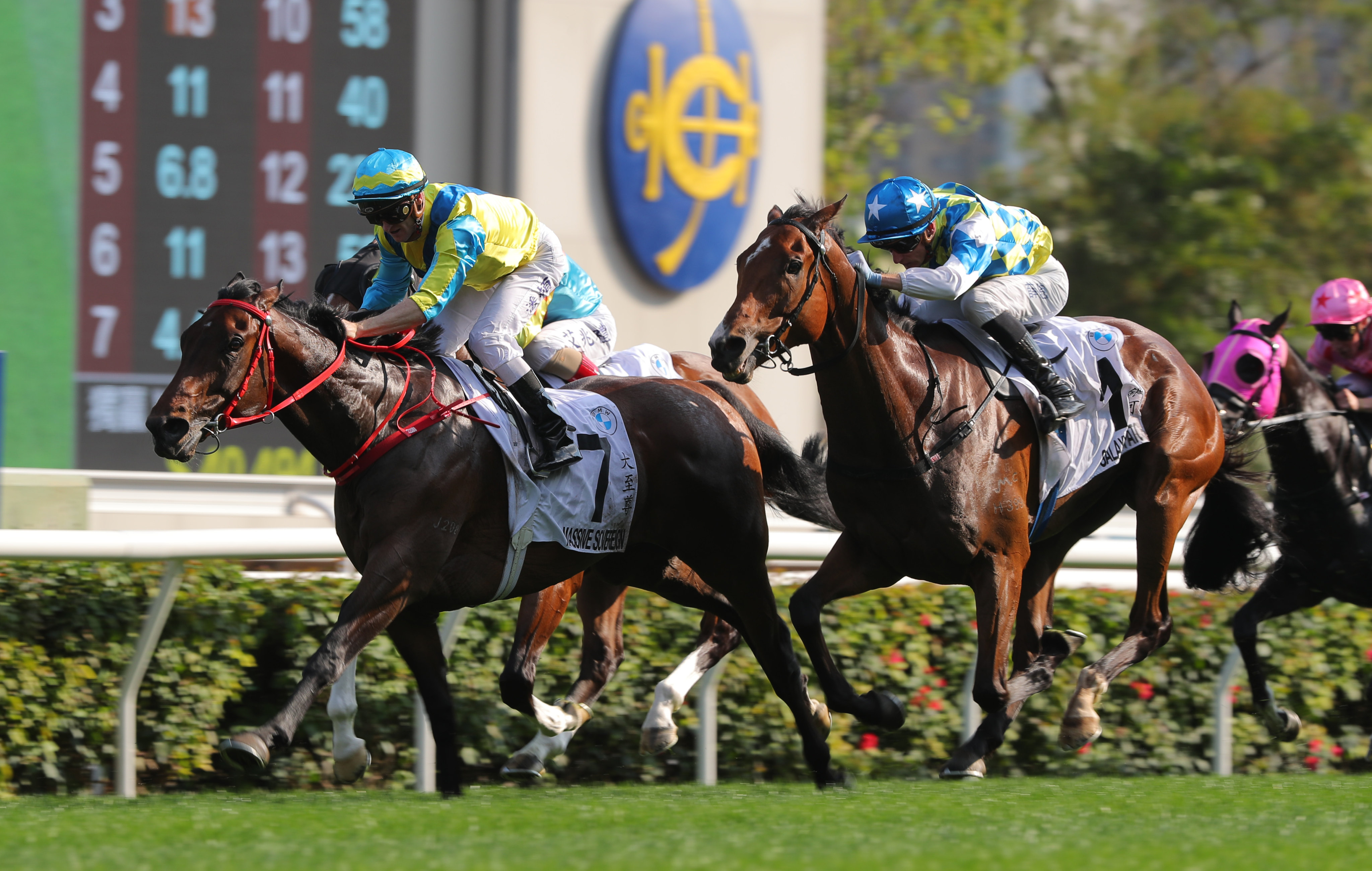 Massive Sovereign (left) wins March’s Hong Kong Derby. Photo: Kenneth Chan