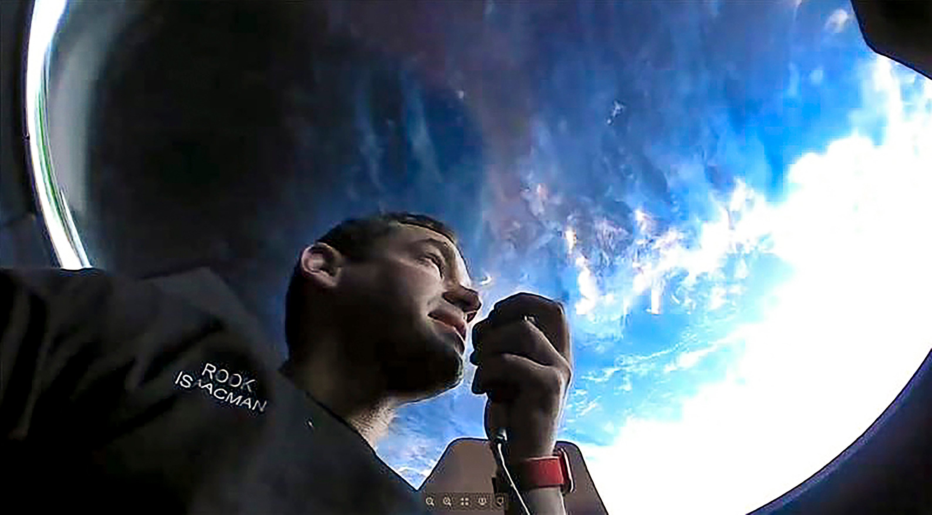 Inspiration4 crew member Jared Isaacman in orbit in September. Photo: SpaceX