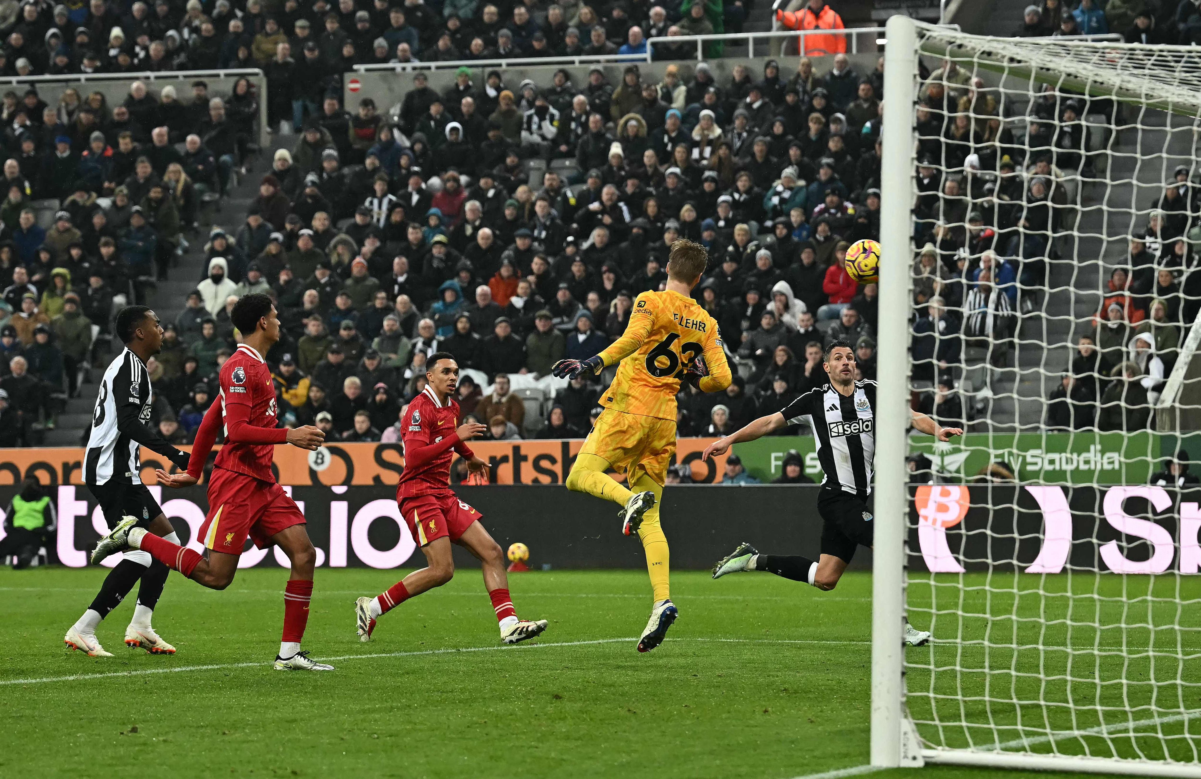 Newcastle United defender Fabian Schar scores a last-minute equaliser during the thrilling 3-3 draw with Liverpool at St James’ Park. Photo: AFP