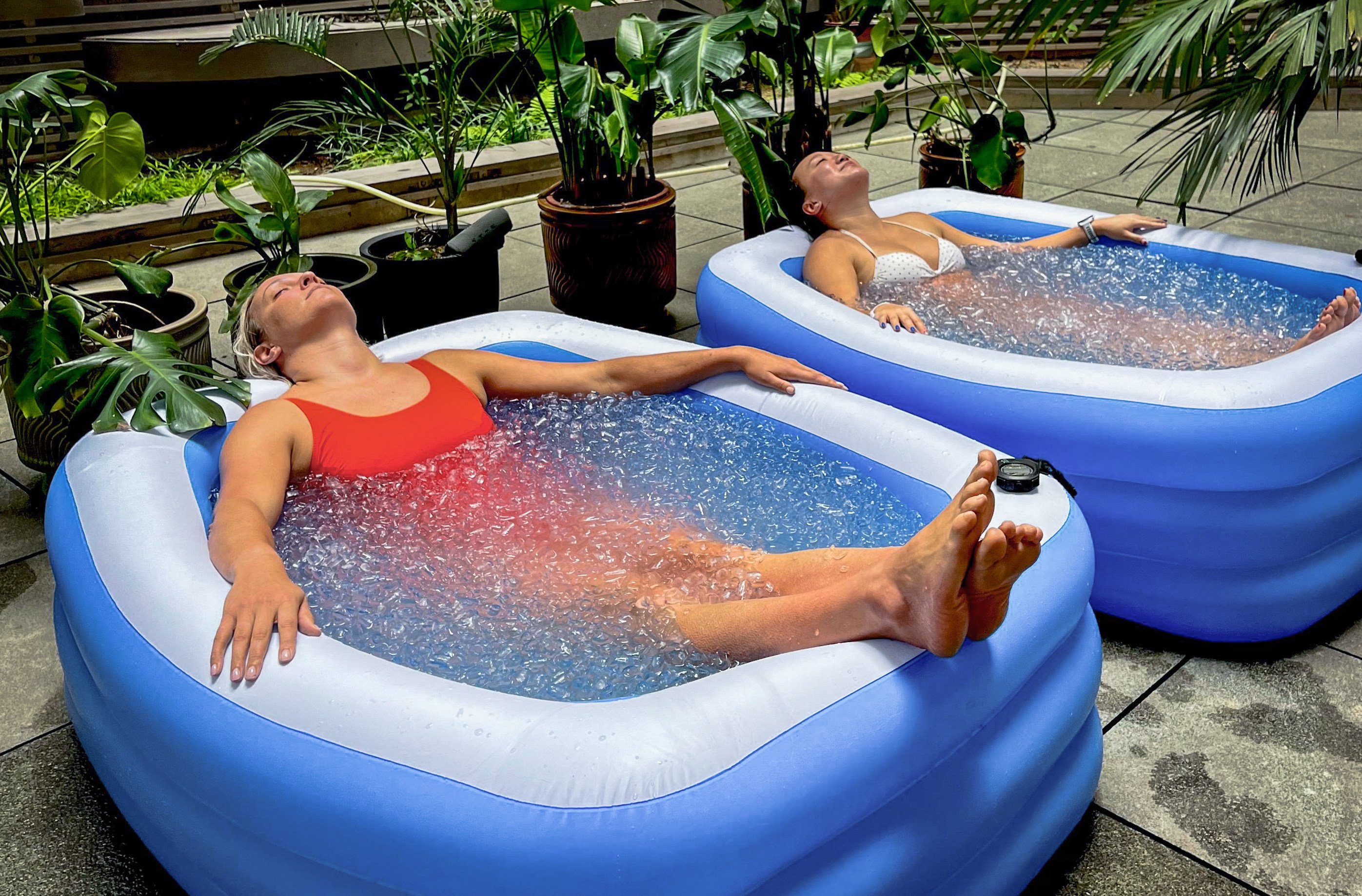 Breath of Life Ice Bath clients take the plunge. Photo: Handout