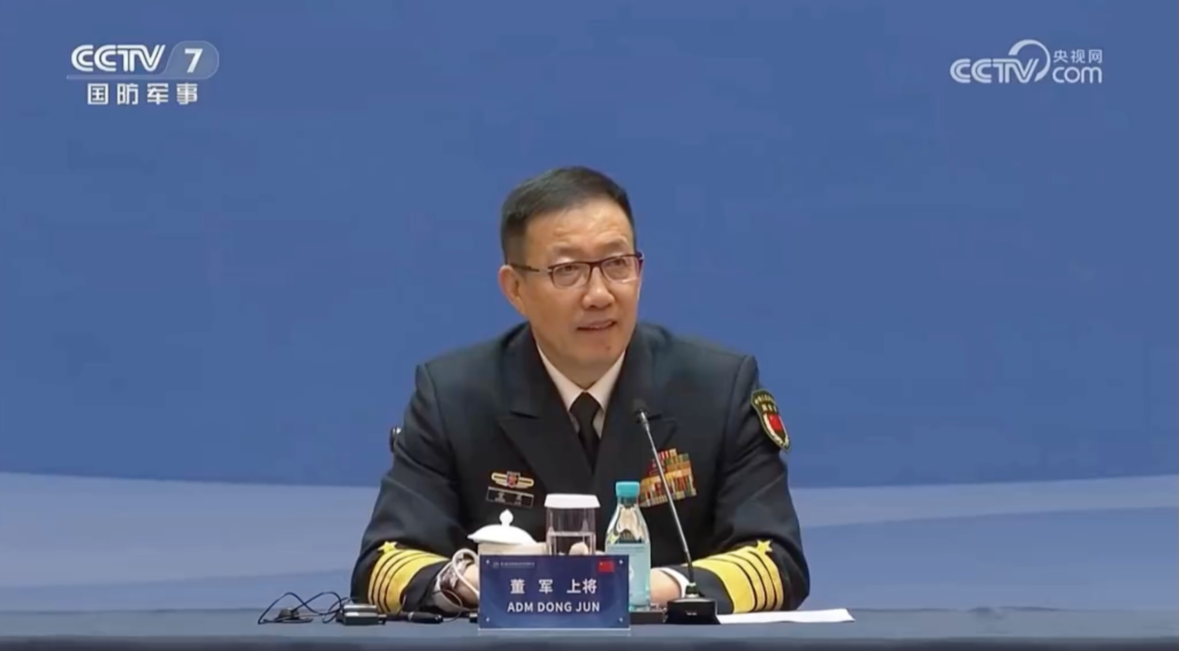 Chinese Defence Minister Dong Jun reappears in public on Thursday. Photo: CCTV