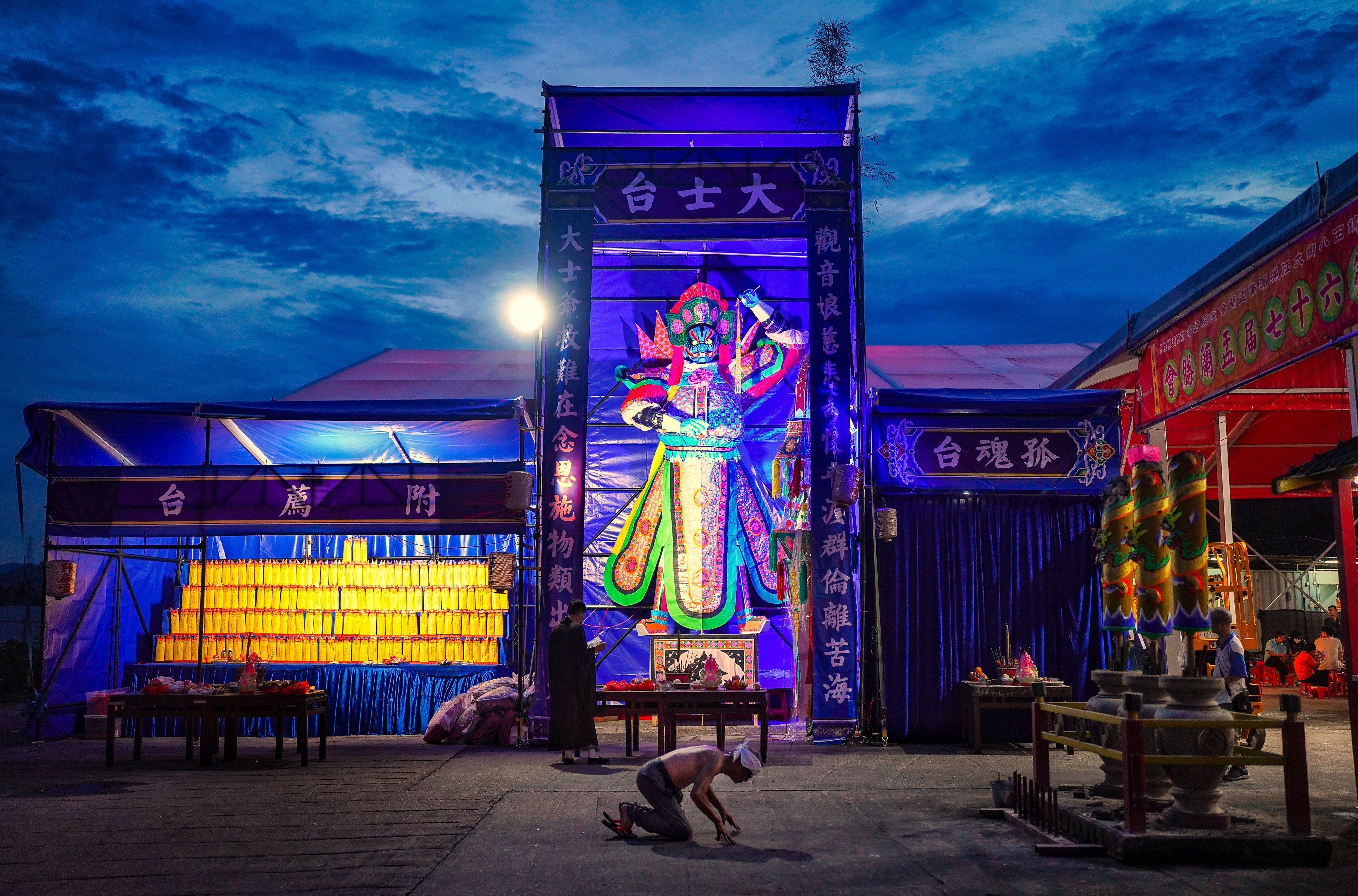 Decorations set up for the Hungry Ghost Festival. Photo: Elson Li