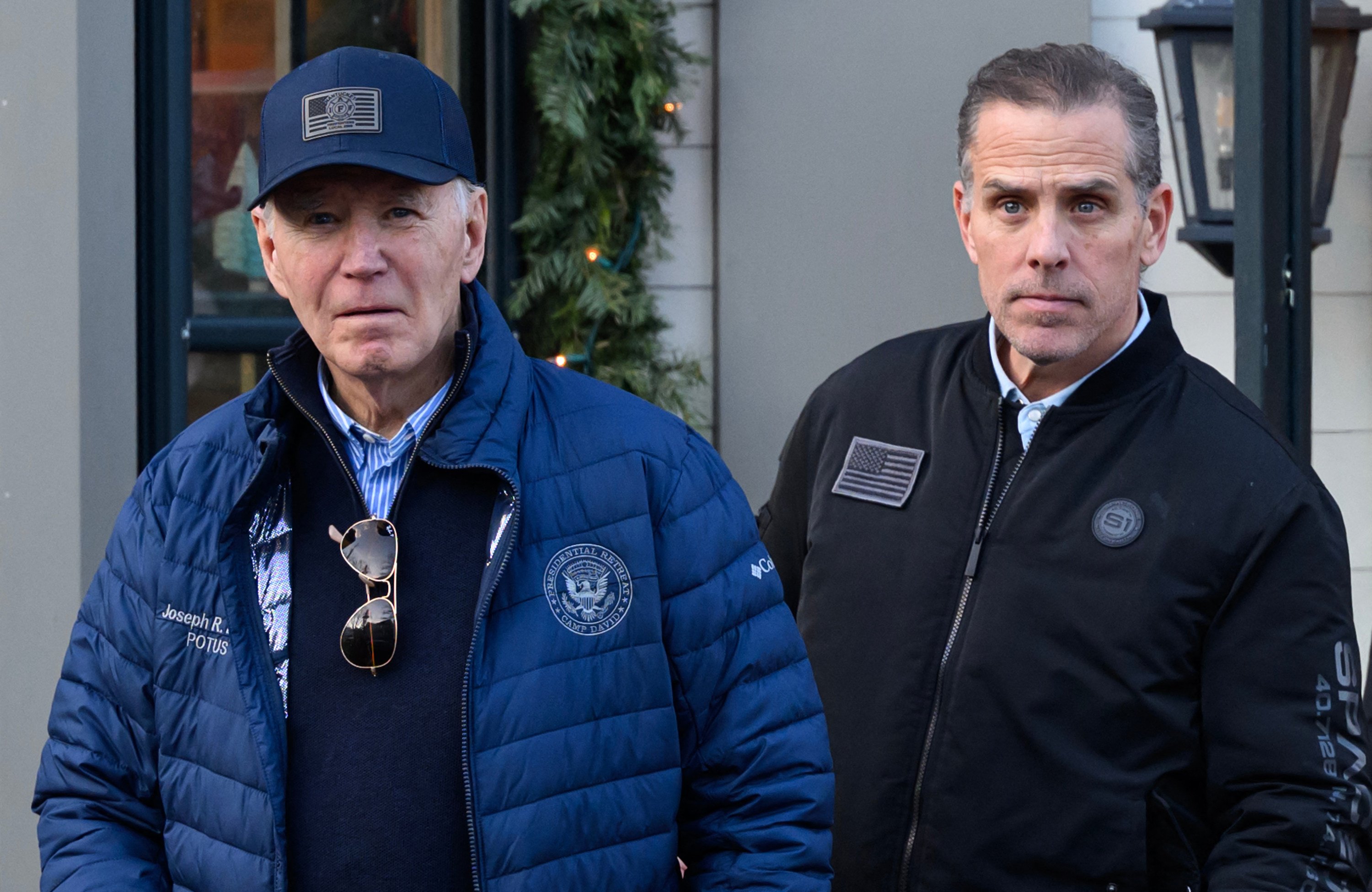 US President Joe Biden and son Hunter Biden stepping out of a bookstore while shopping in Nantucket, Massachusetts on November 29. Photo: AFP / Getty Images / TNS