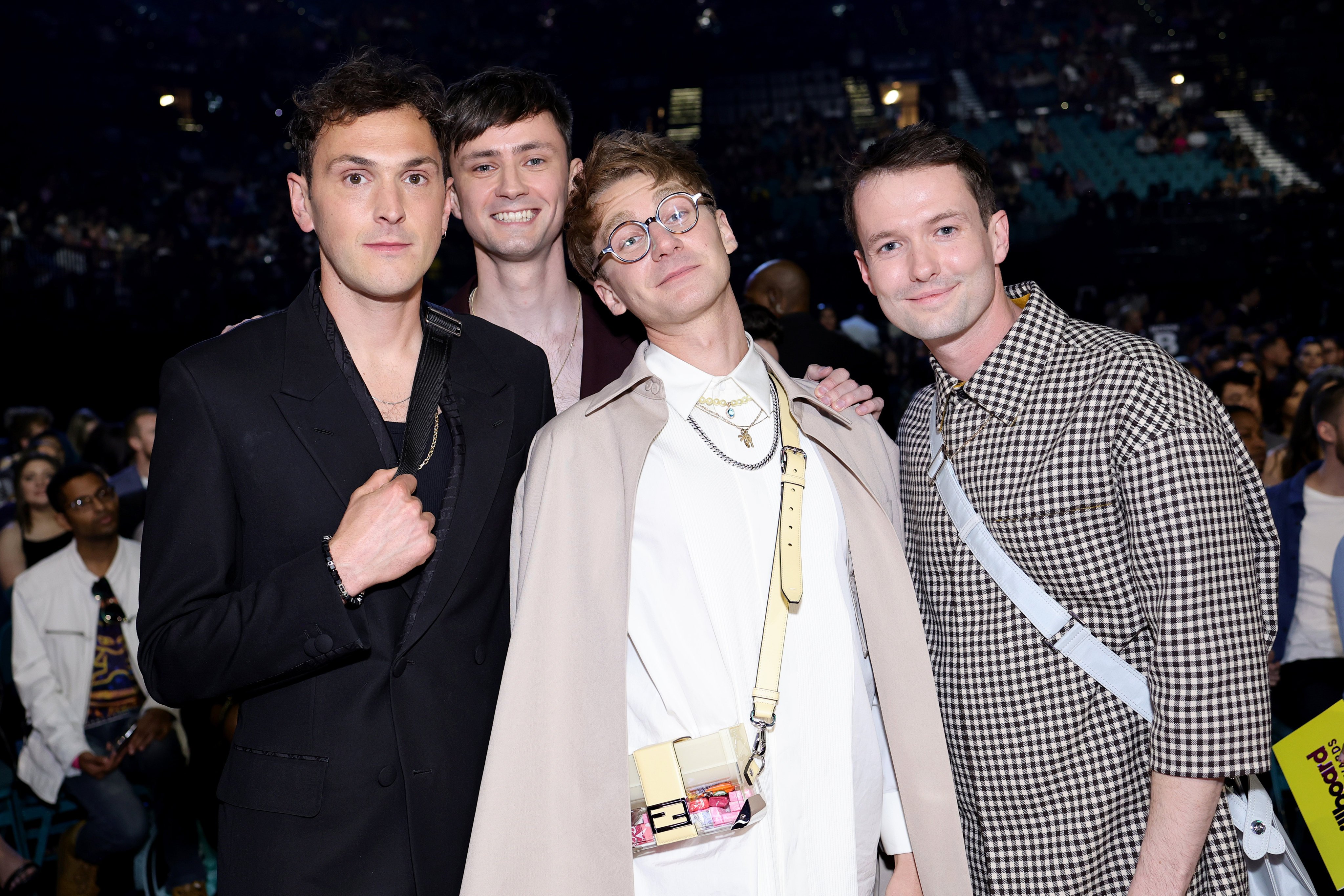 From left: Glass Animals drummer Joe Seaward, bassist Edmund Irwin-Singer, lead singer Dave Bayley and guitarist Drew MacFarlane at the 2022 Billboard Music Awards. Photo: Getty