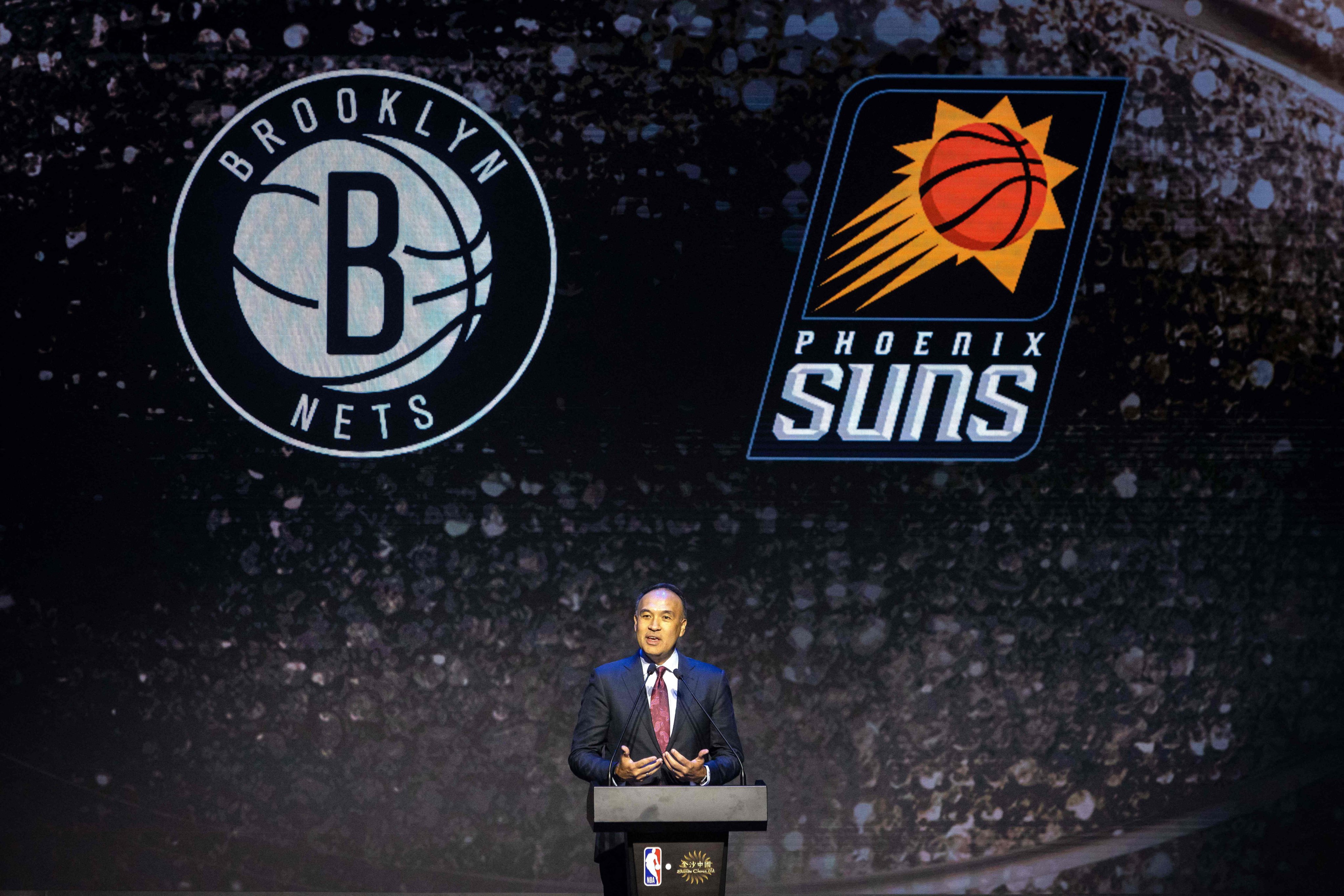 Mark Tatum, NBA deputy commissioner and chief operating officer, speaks during a press conference to announce NBA pre-season games coming to China in 2025. Photo: AFP