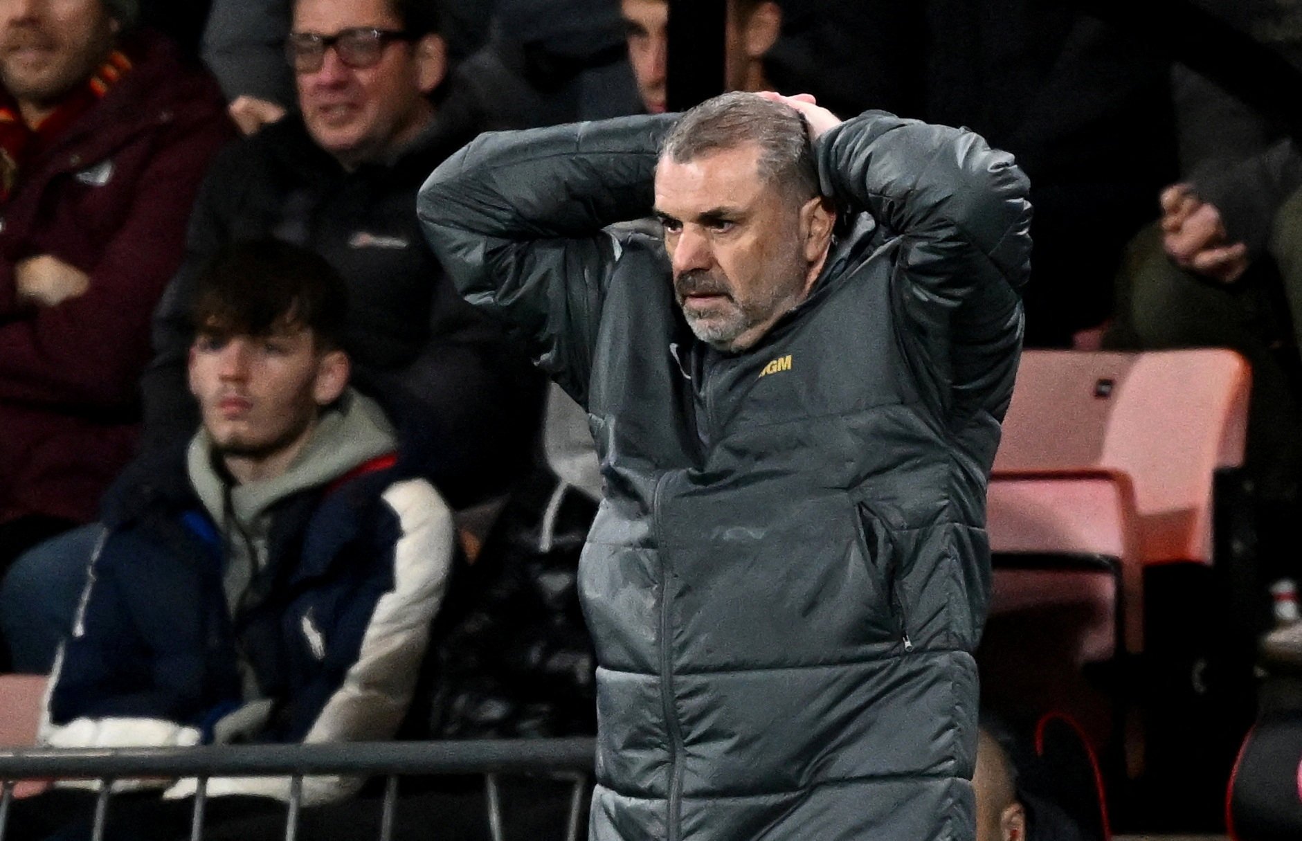 Tottenham boss Ange Postecoglou reacts to Bournemouth scoring from a corner. Photo: Reuters