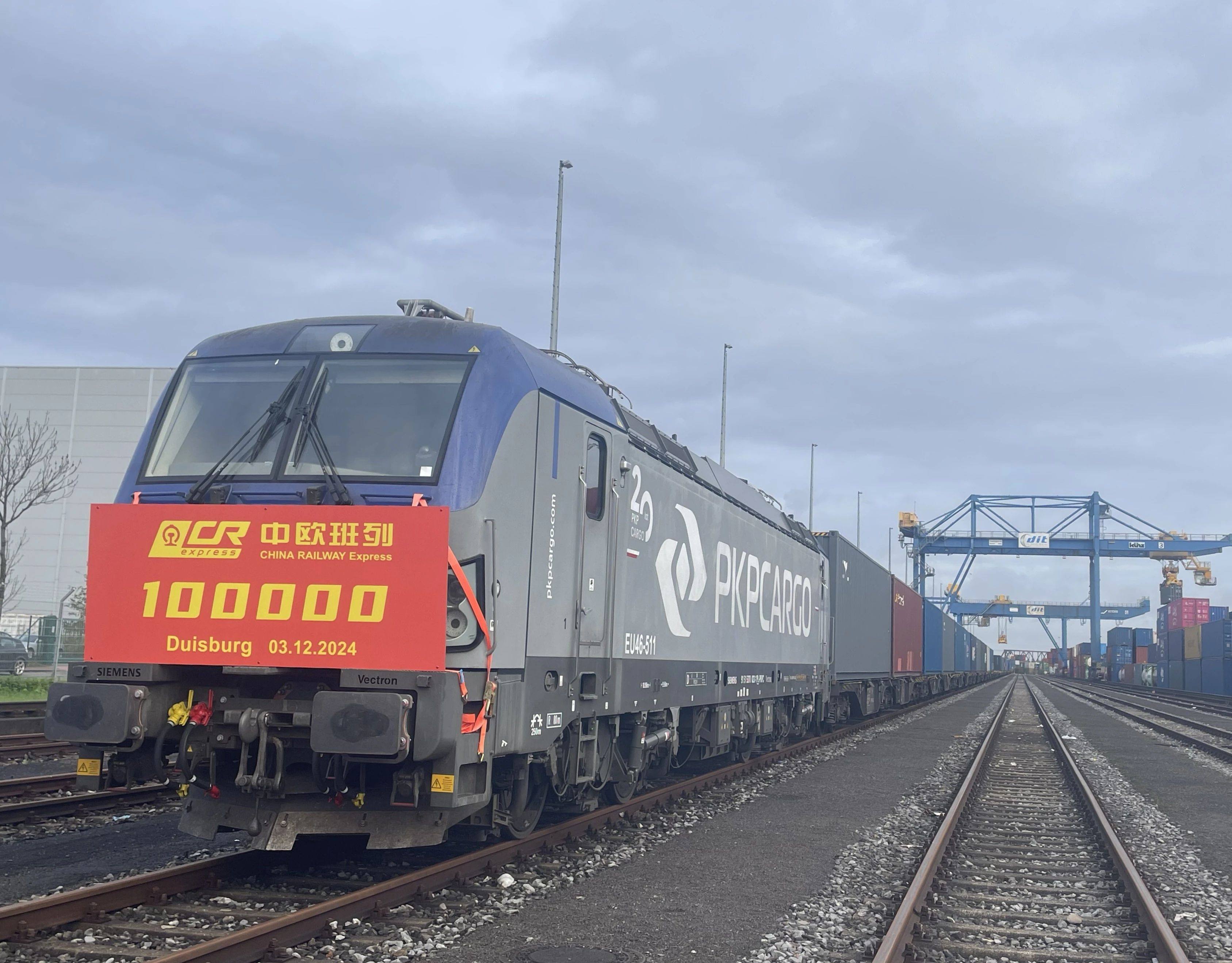 The 100,000th China-Europe freight train arrives in Duisberg, Germany in early December. The new railway will offer an alternative to the current route, which runs through Russia. Photo: Xinhua