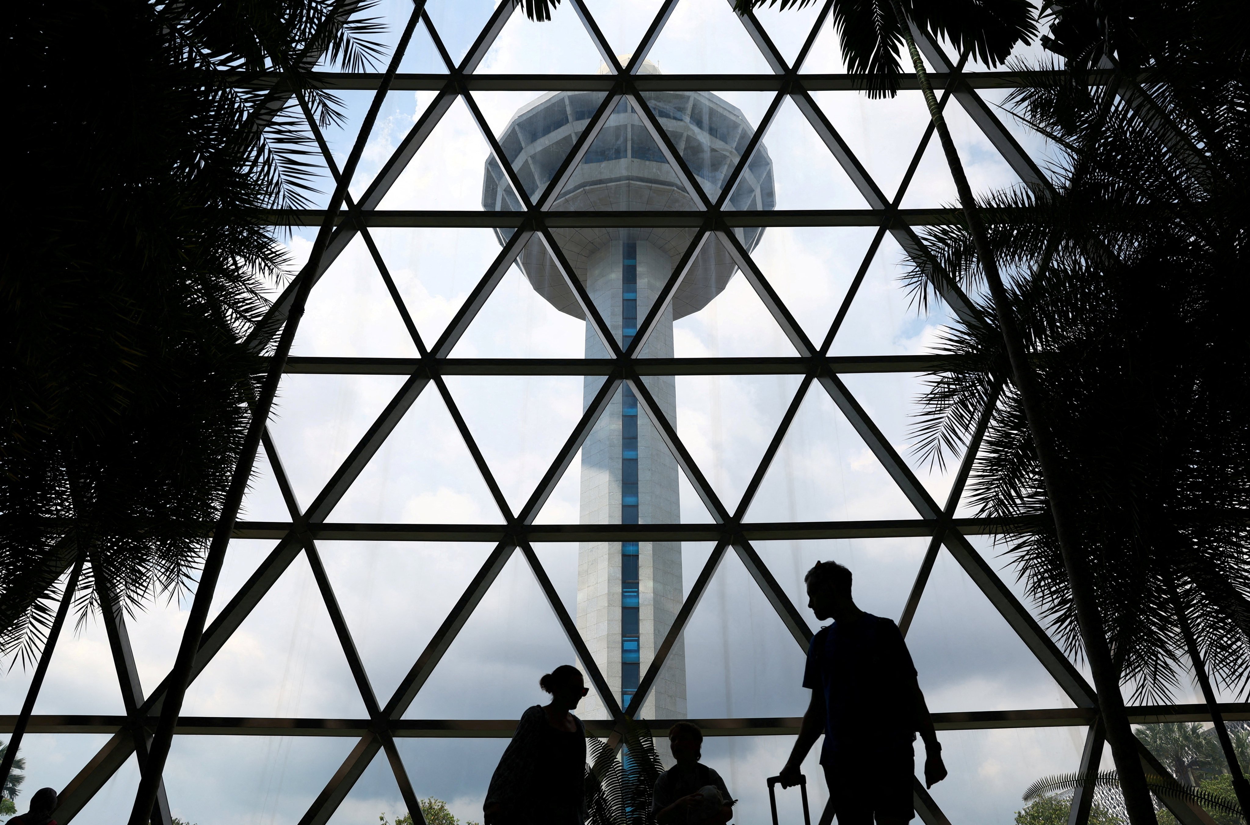 A view of the control tower next to Jewel Changi Airport in Singapore. Photo: Reuters