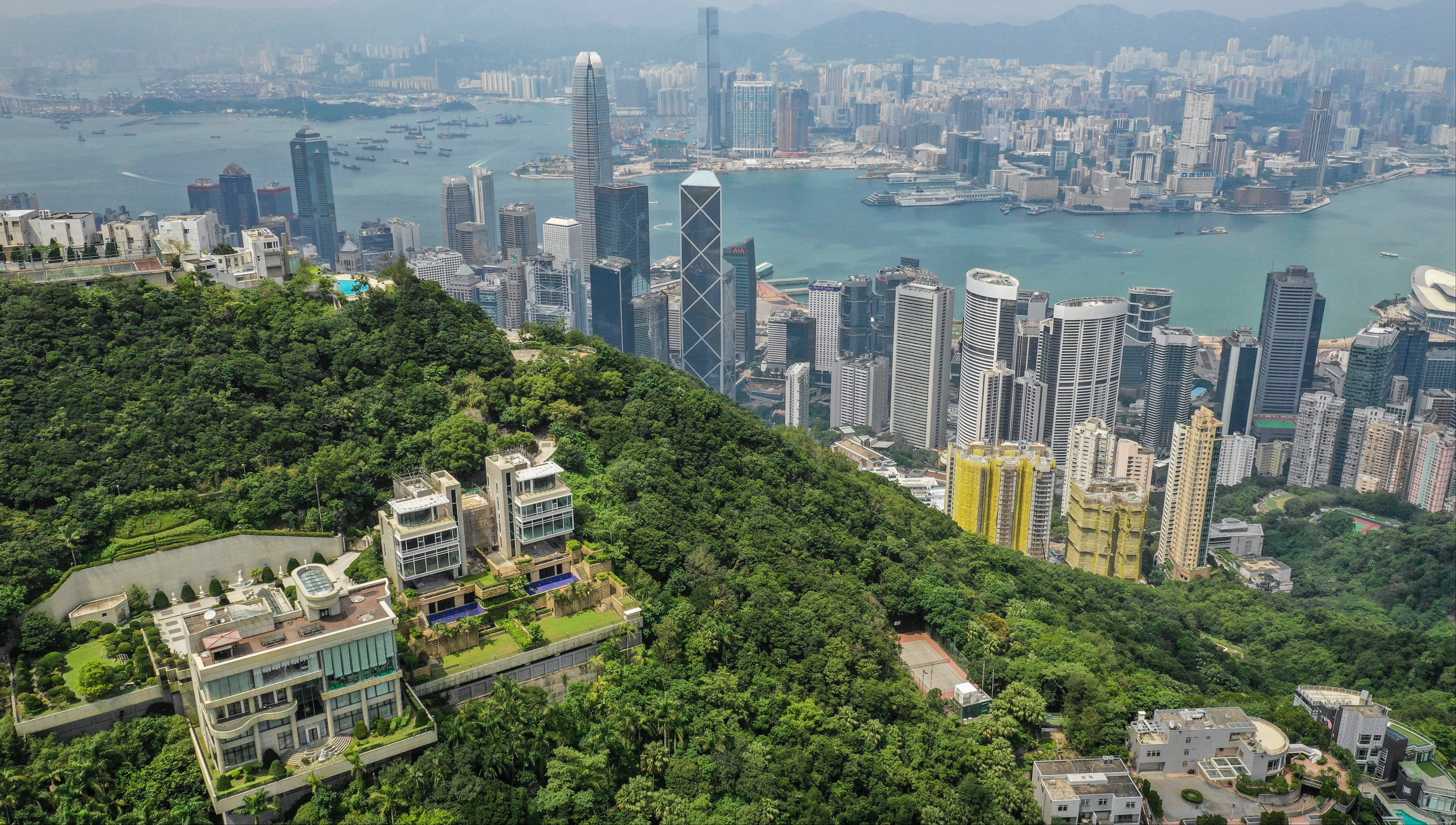 An aerial view of residential buildings on The Peak. Photo: Roy Issa