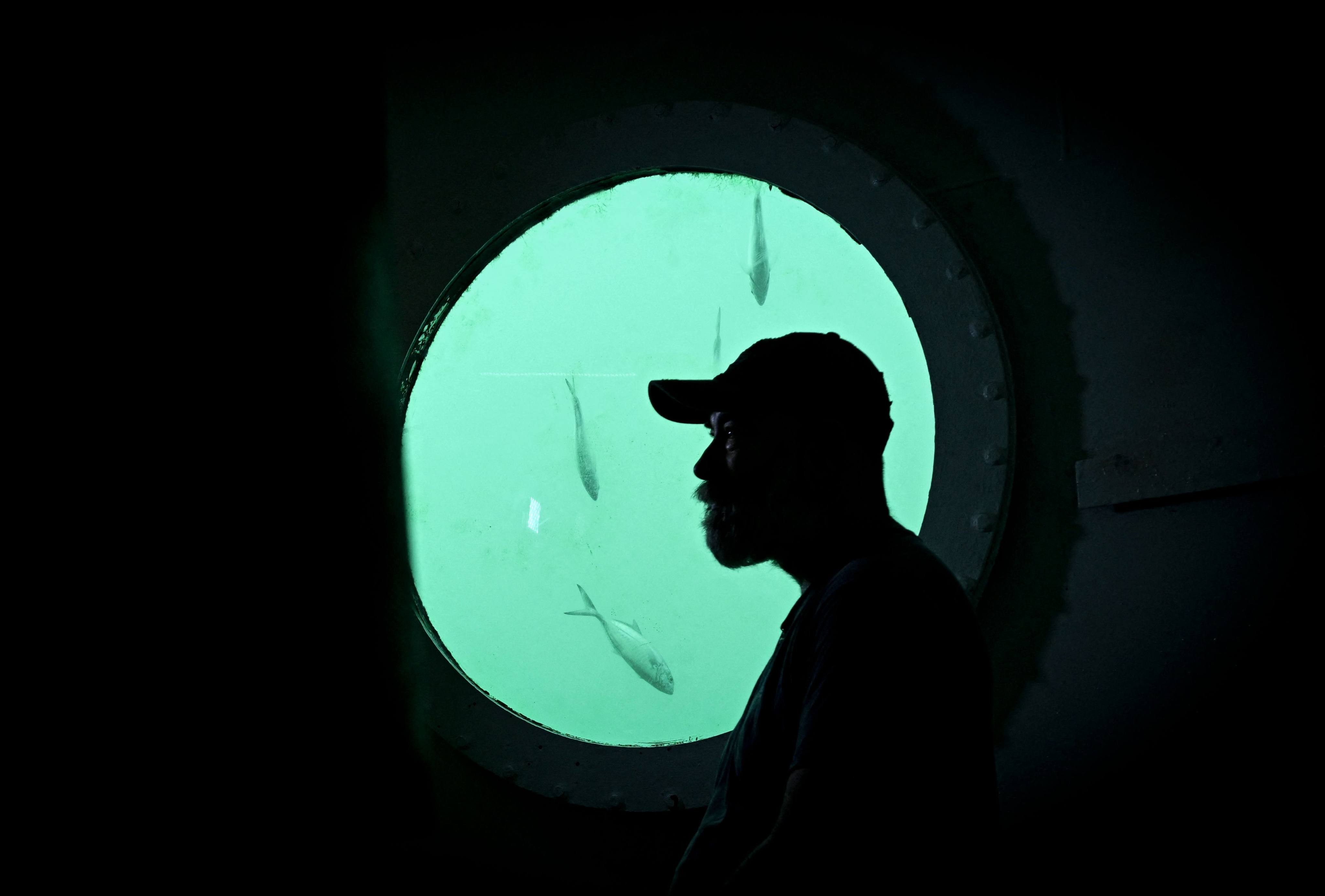 Rudiger Koch in his underwater pod, where he aims to live for 120 days. Photo: AFP