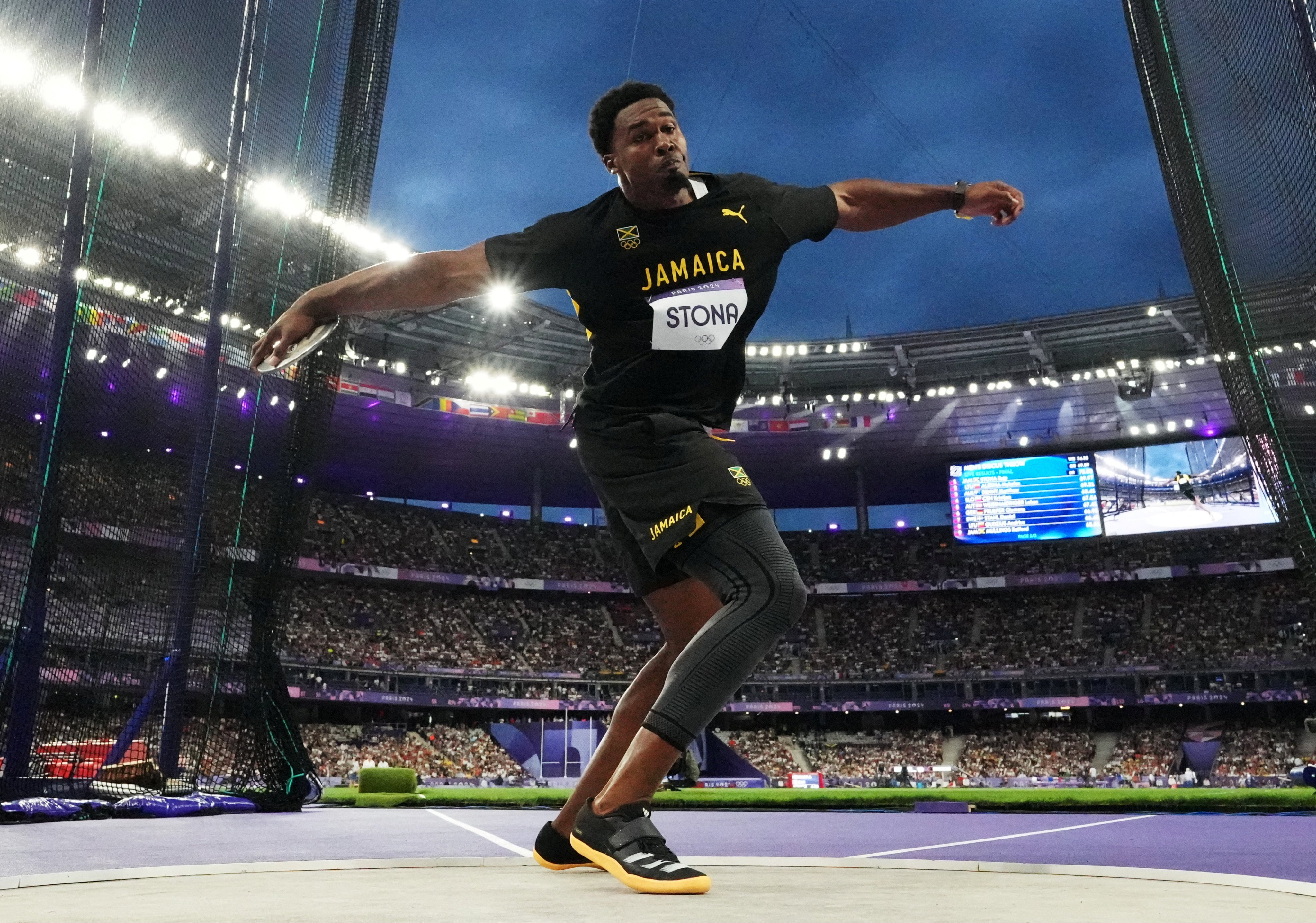 FILE PHOTO: Paris 2024 Olympics - Athletics - Men’s Discus Throw Final - Stade de France, Saint-Denis, France - August 07, 2024.
Roje Stona of Jamaica in action REUTERS/Pawel Kopczynski/File Photo