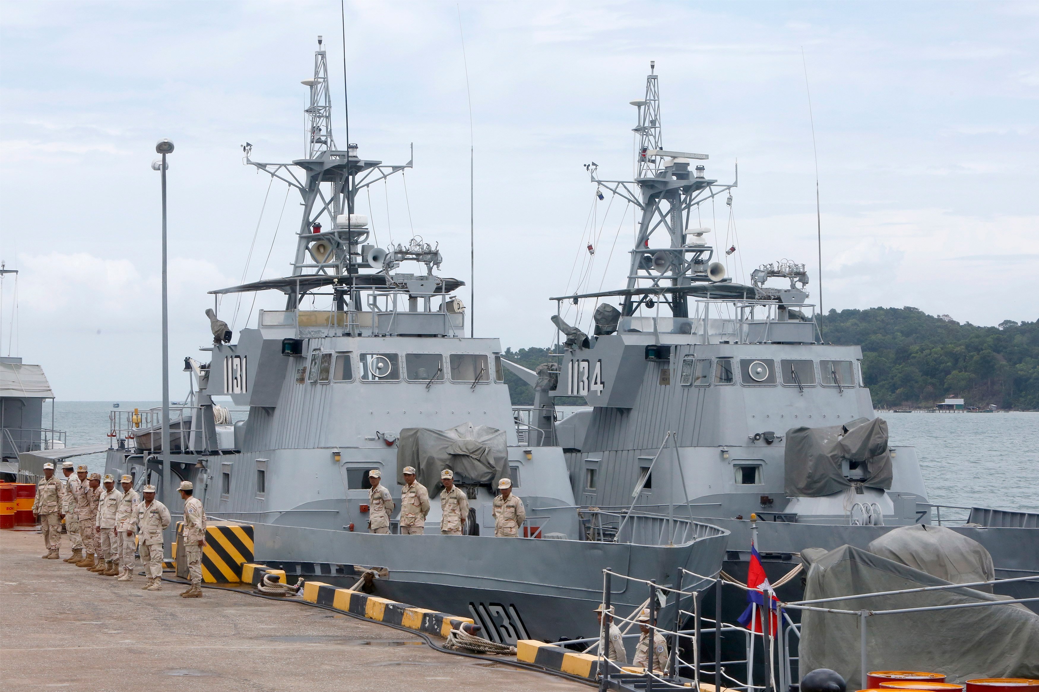 Cambodian soldiers at Ream Naval Base in 2019. Photo: EPA-EFE