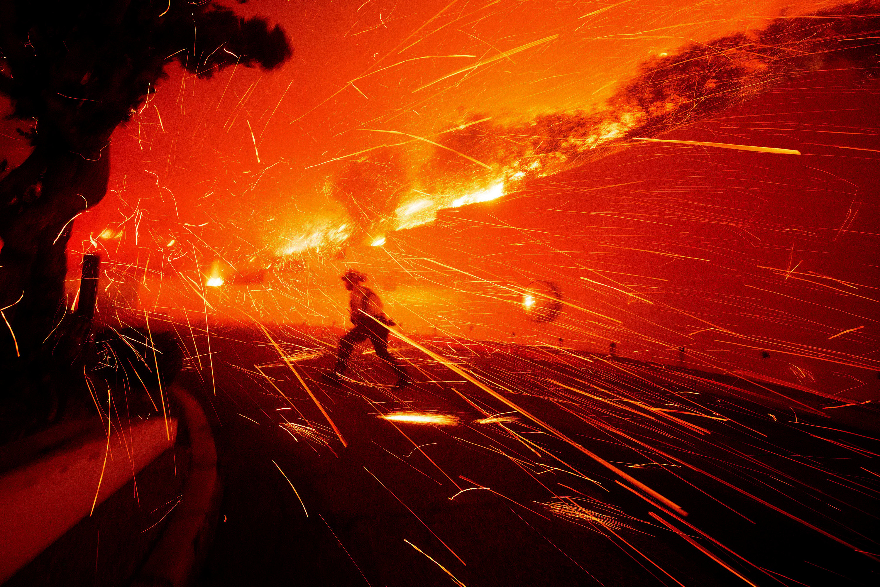 Firefighters battle the Franklin Fire in Malibu on Tuesday. Photo: AP