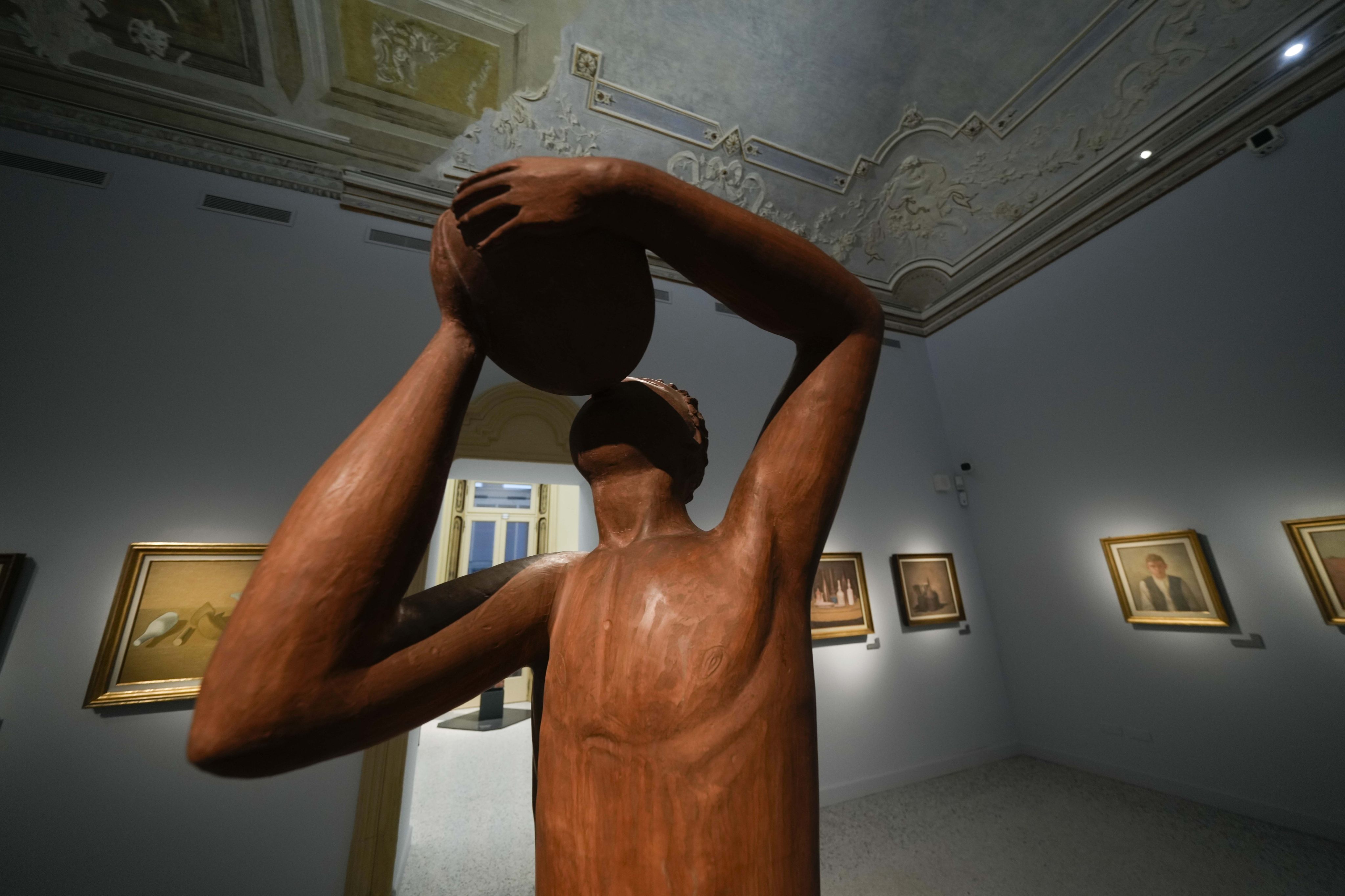 Detail from sculpture The drinker by artist Arturo Martini is displayed at Palazzo Citterio, Milan’s new museum of modern art. Photo: AP