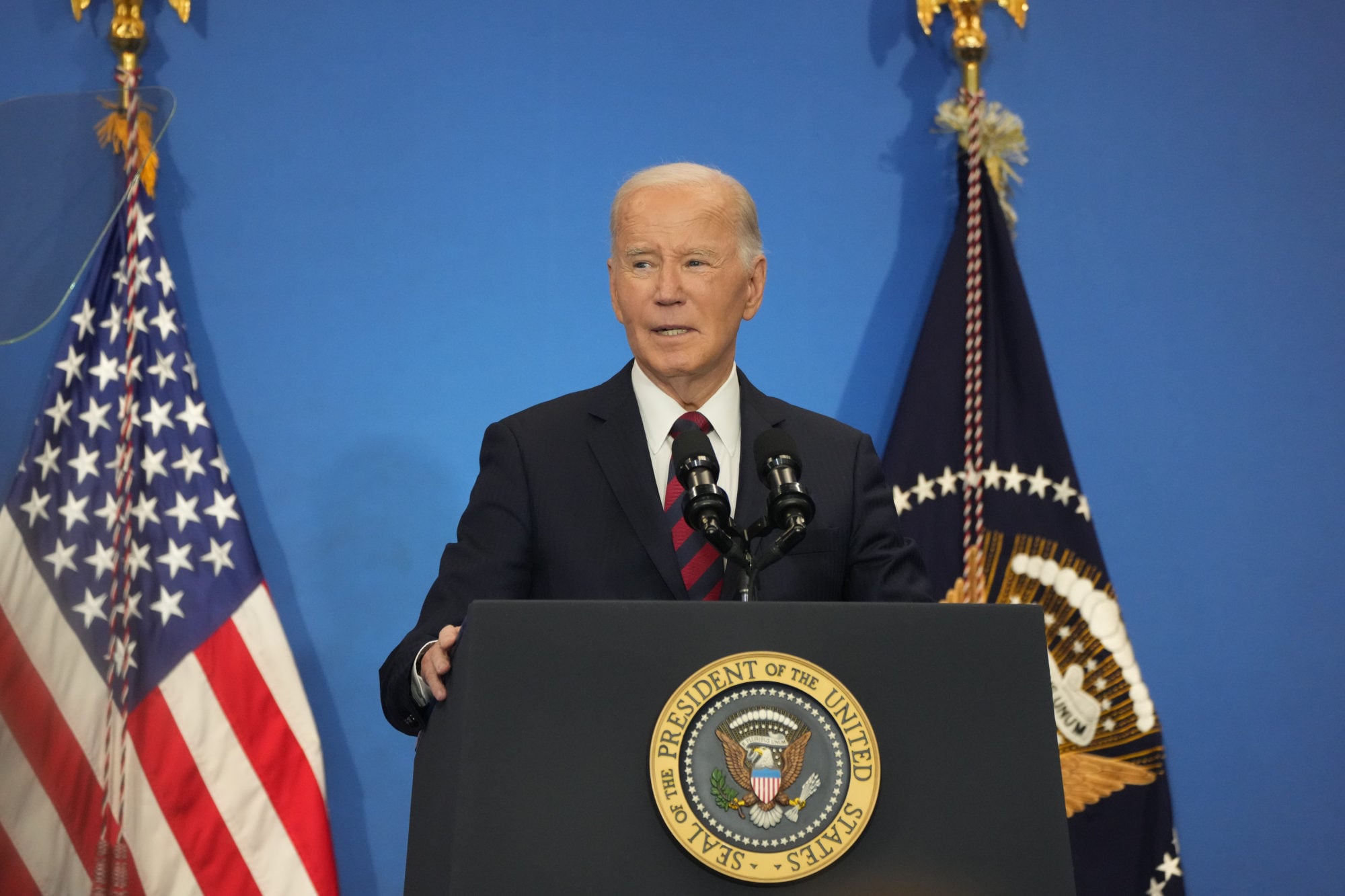 US President Joe Biden speaks about his economic accomplishments at the Brookings Institution in Washington on Tuesday. Biden’s term in the White House ends on January 20, 2025. Photo: Zuma Press Wire/dpa