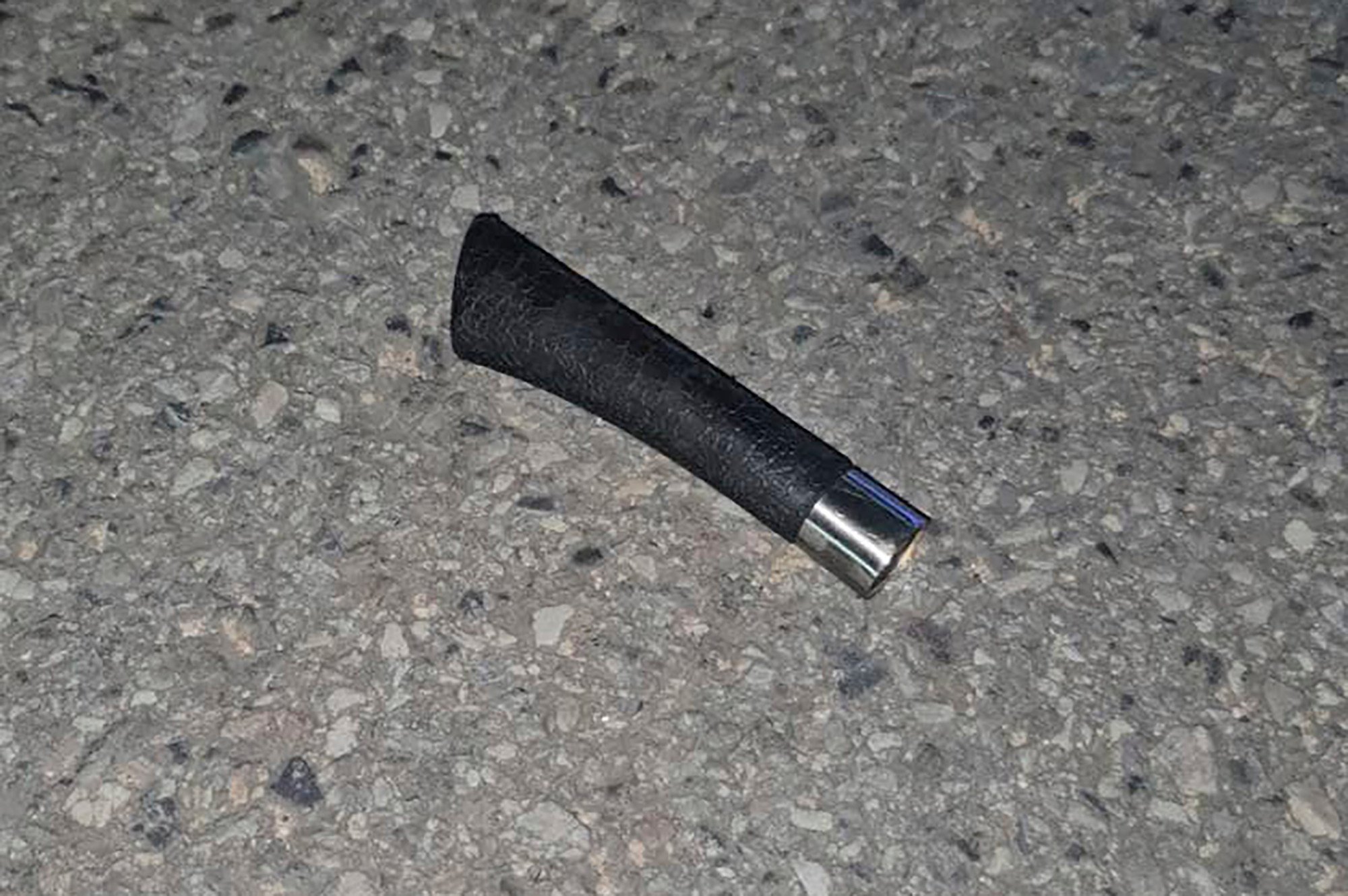 A knife handle found at the crime scene where a Thai-Australian boy was stabbed to death in Sattahip, Chonburi province, Thailand. Photo: AP