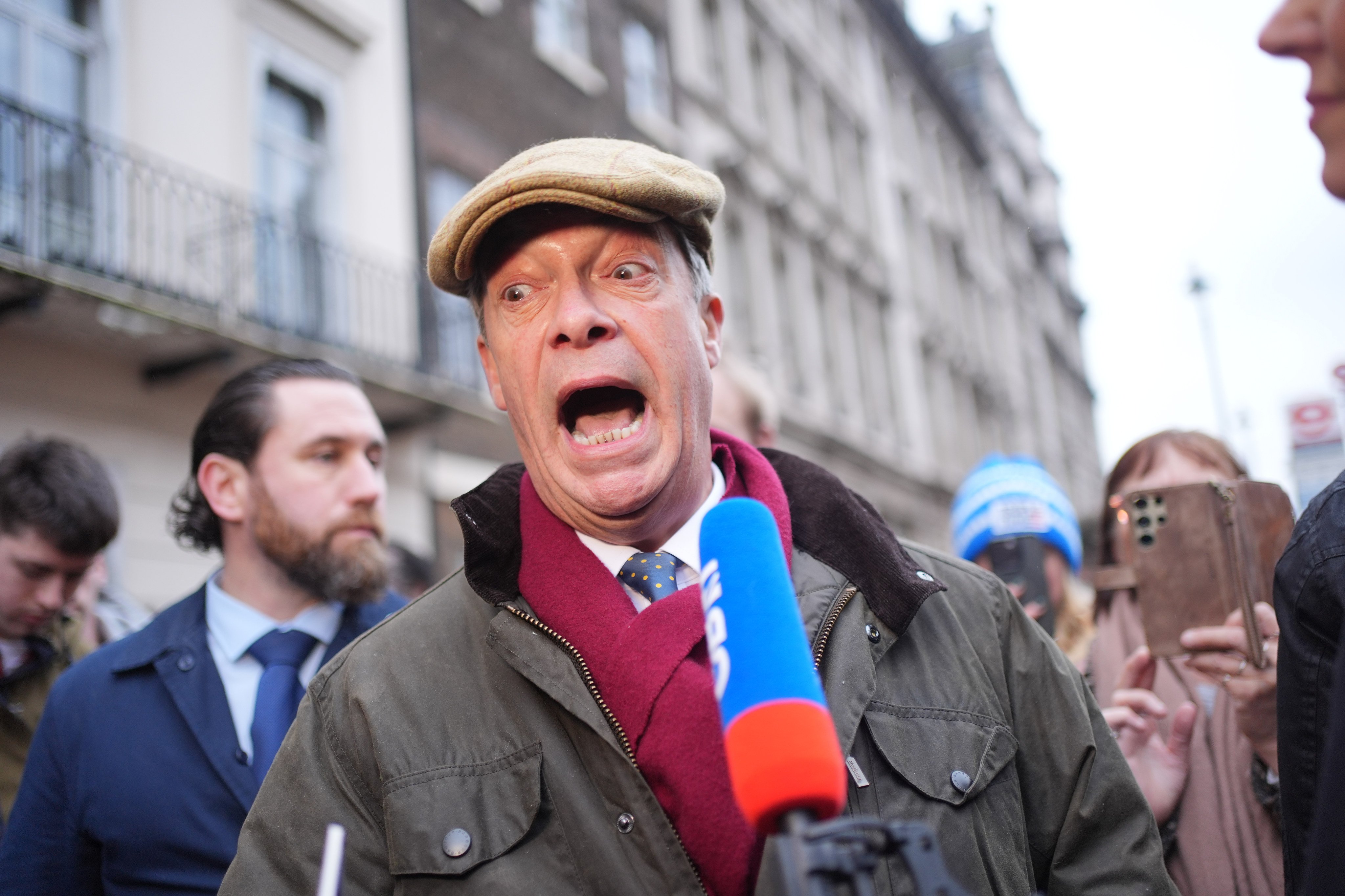 Reform UK party leader Nigel Farage during a protest in Westminster on Thursday. Photo: dpa