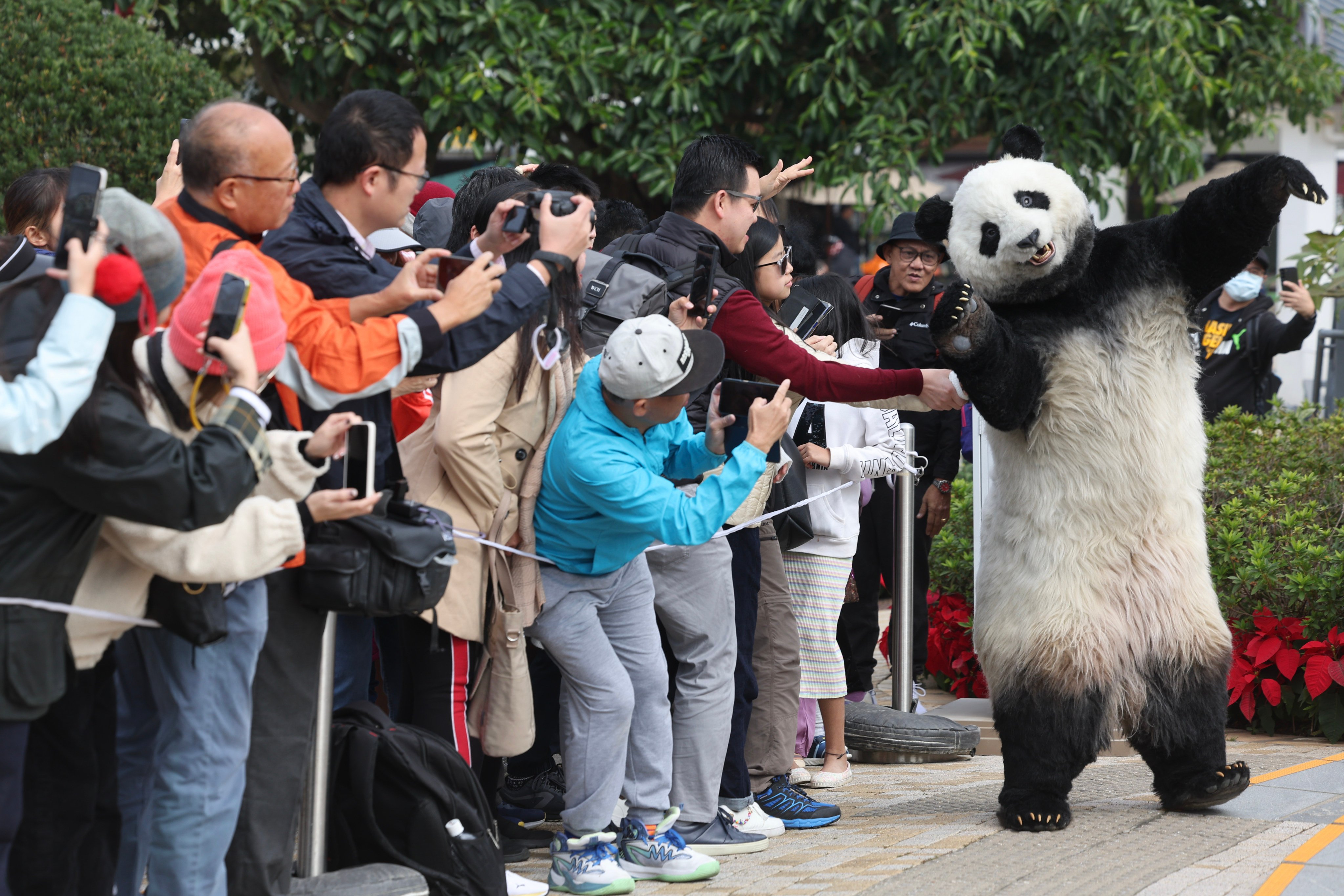 A highly lifelike panda mascot entertains crowds at the pop-up exhibition on Lantau Island. Photo: Edmond So