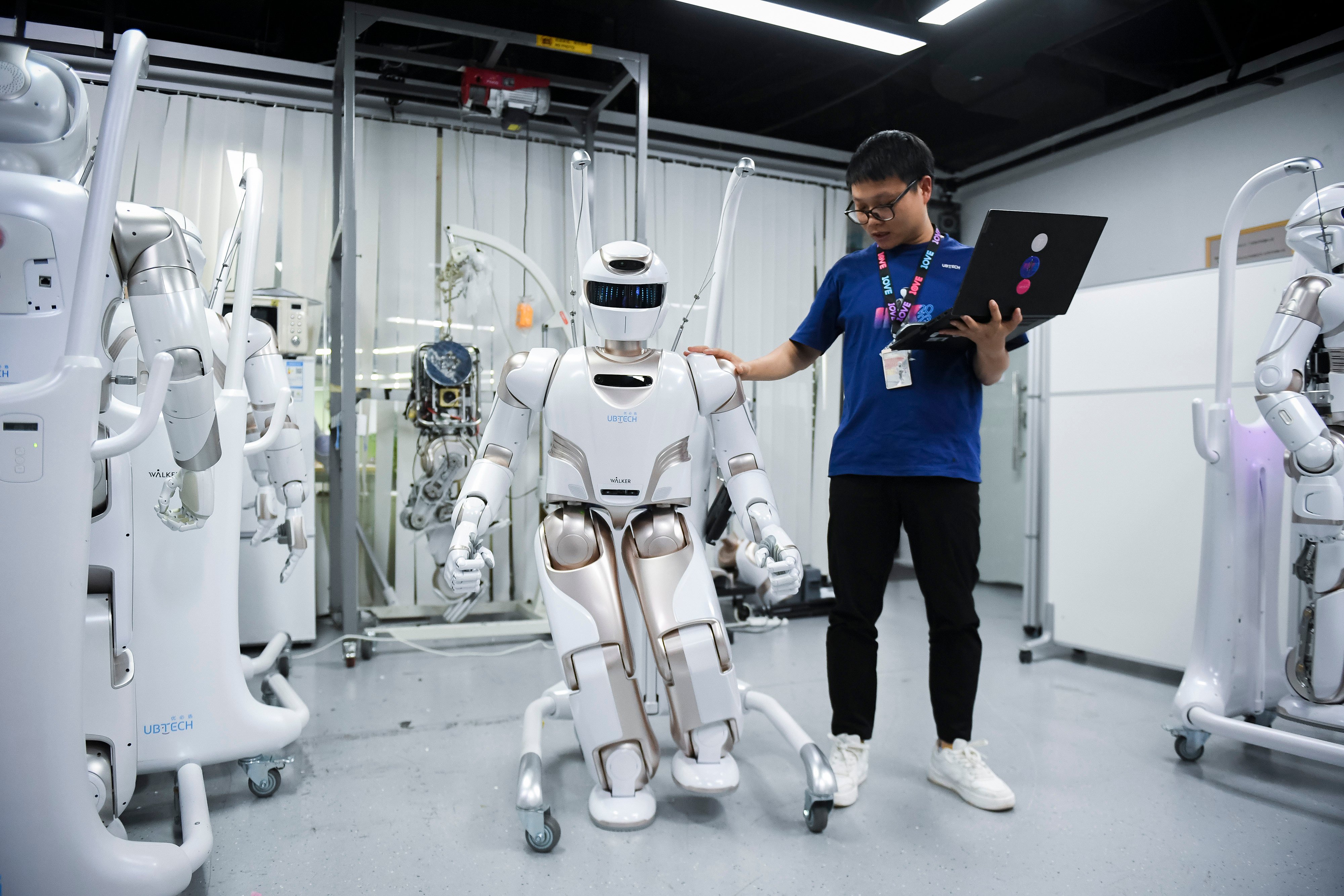 A Walker X humanoid robot is seen at a sci-tech company in Shenzhen. Photo: Xinhua