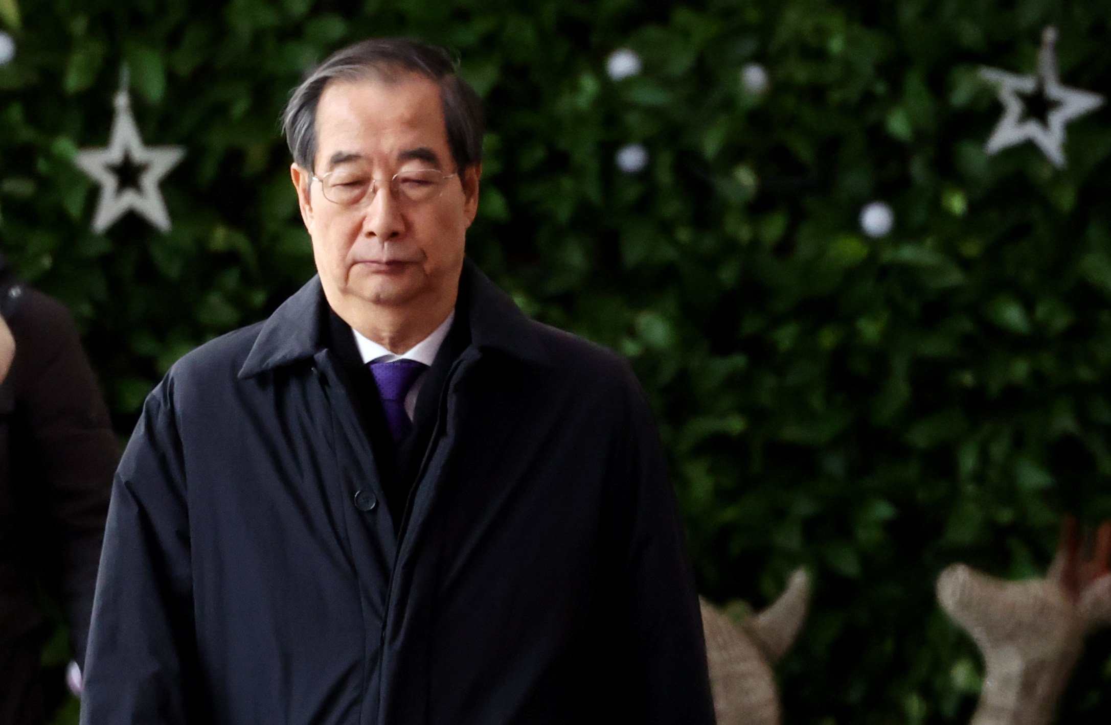 South Korean Prime Minister Han Duck-soo, who assumed office as acting president after the parliamentary impeachment of President Yoon Suk Yeol, is seen at the government complex. Photo: DPA