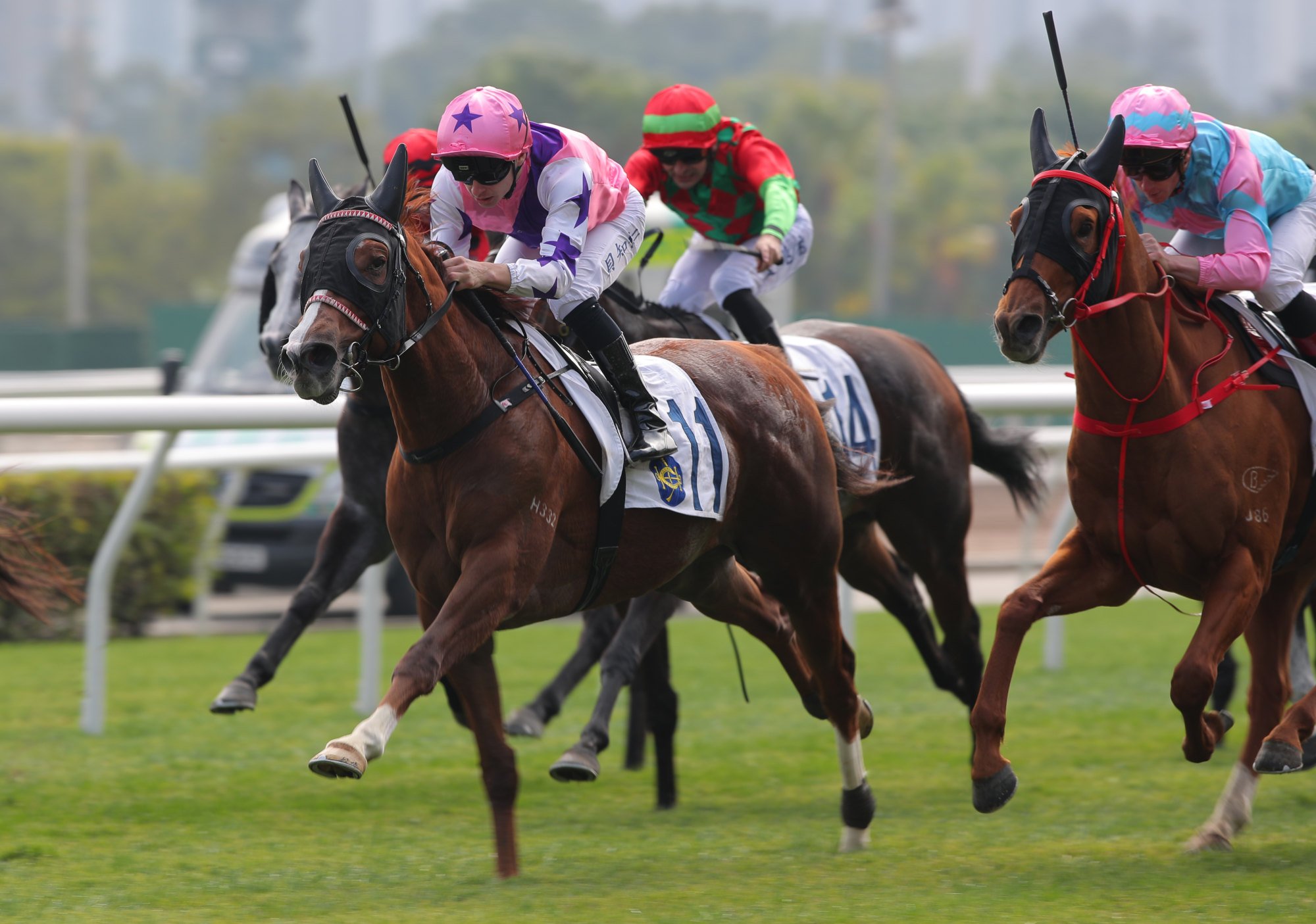 Harry’s Hero wins for Alexis Pouchin at Sha Tin on Sunday.