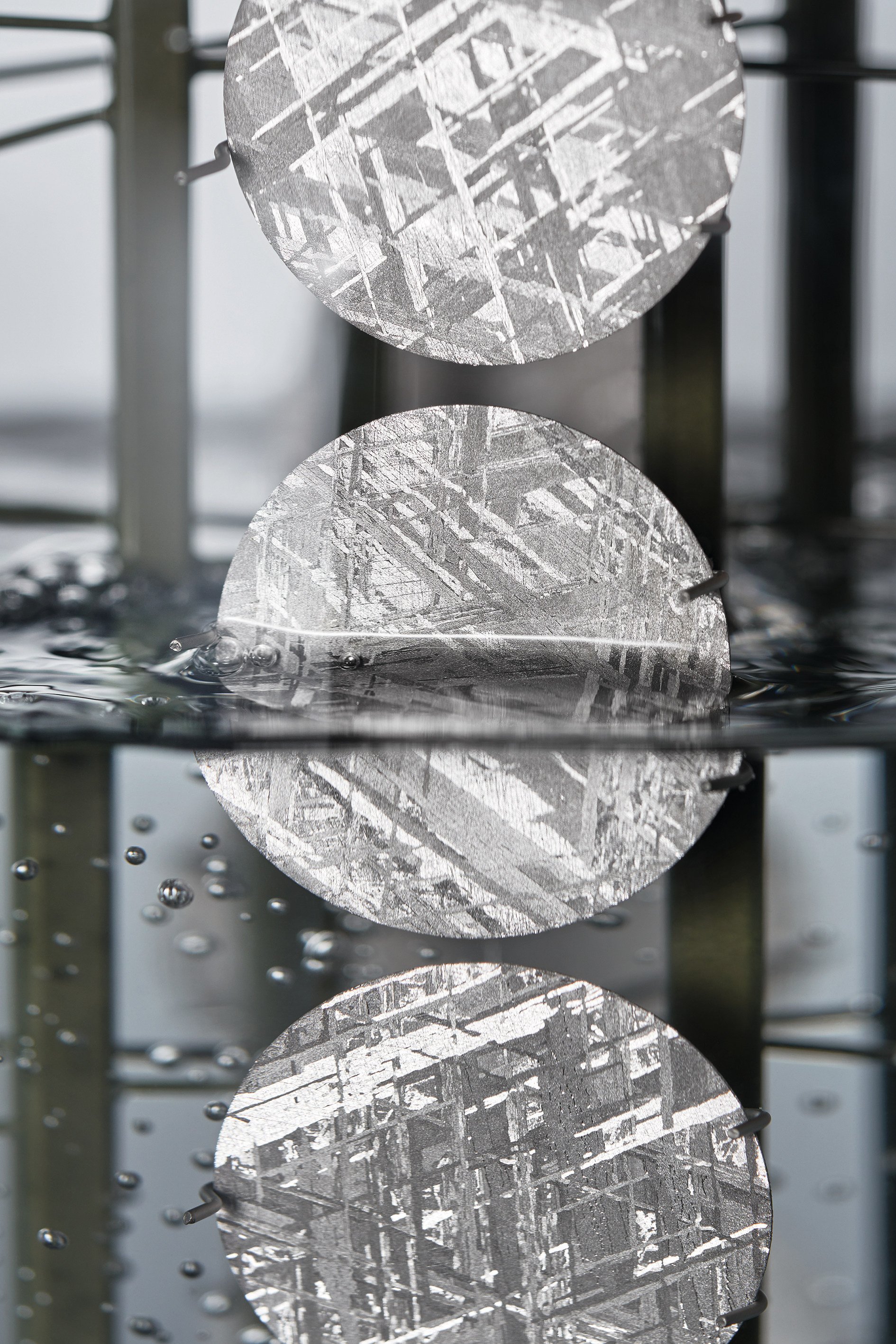 Meteorite dials during electroplating. Photo: Rolex