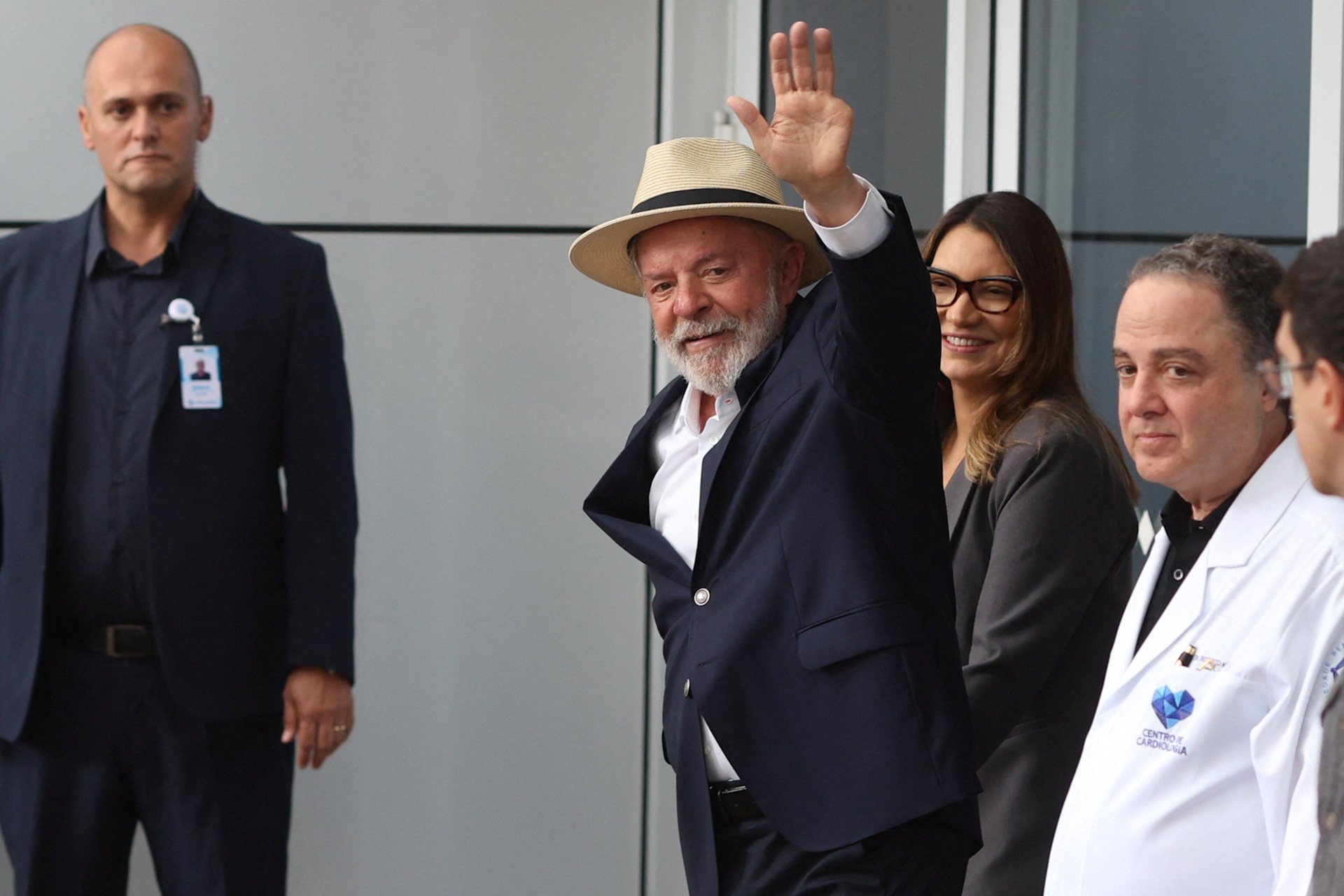 Brazil’s President Luiz Inacio Lula da Silva leaving a hospital on Sunday. Photo: Reuters