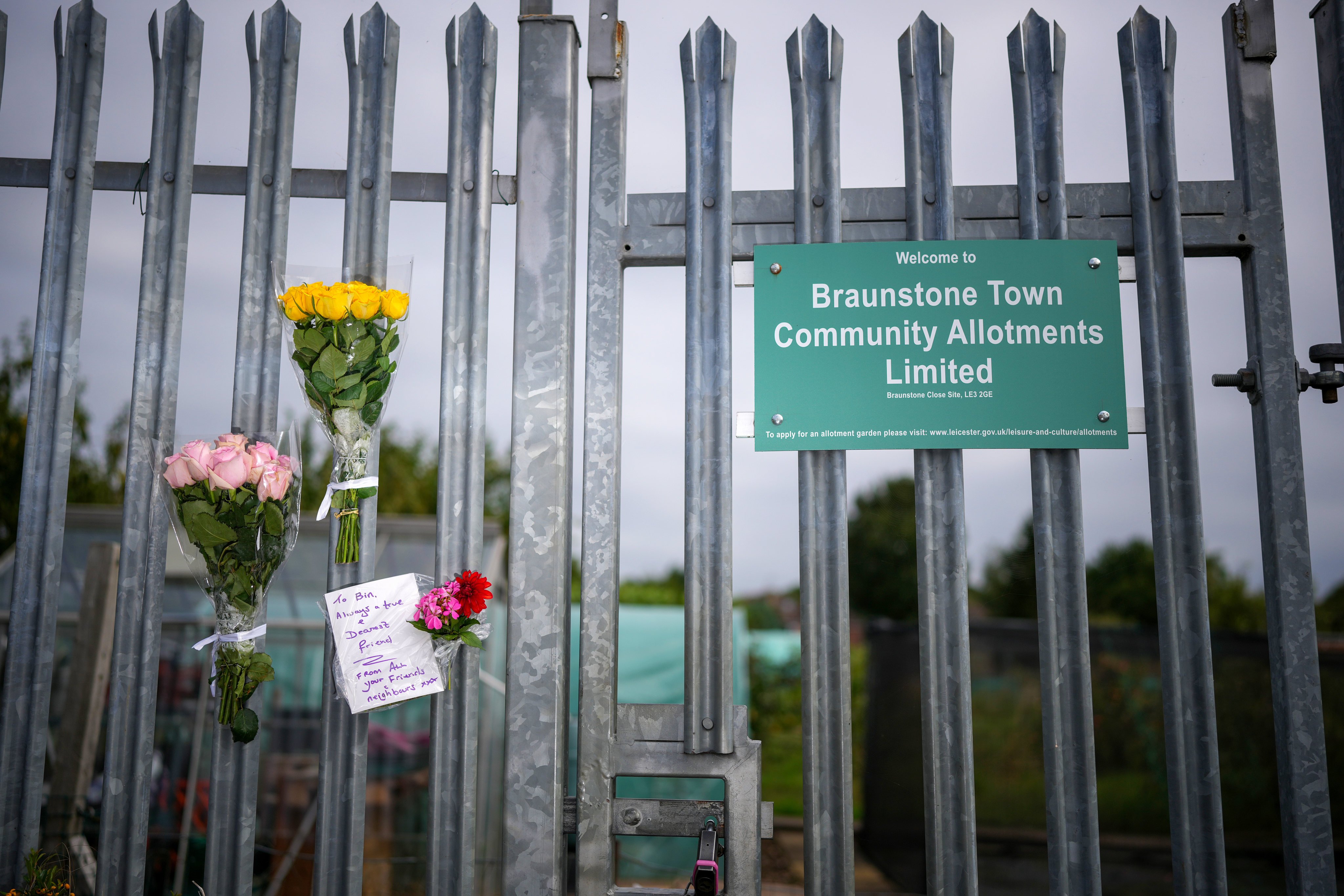 Flowers and tributes to Bhim Kohli in September in Leicester, England. The 80-year-old died after being attacked by children in a park by his home. Photo:  Getty Images