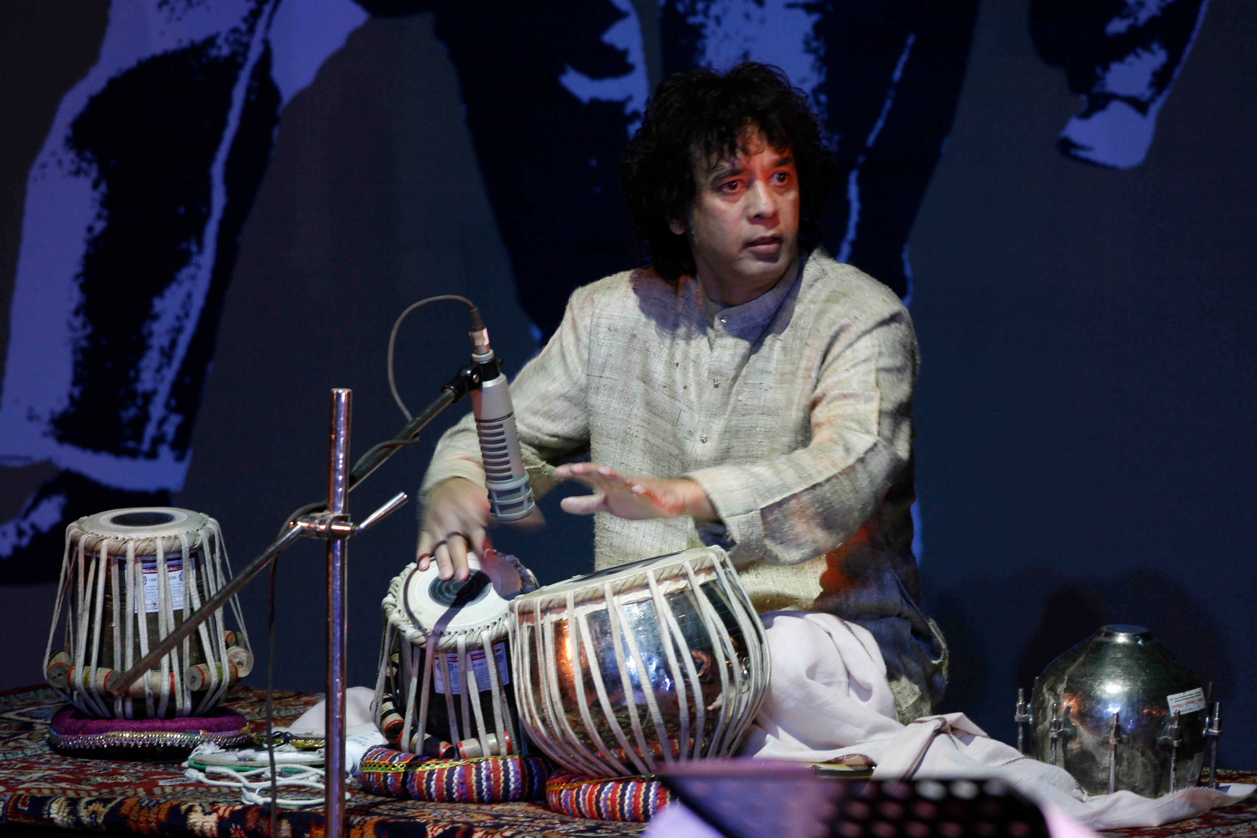 Indian drum maestro Zakir Hussain performing in Delhi in 2009. Photo: Mustafa Quraishi