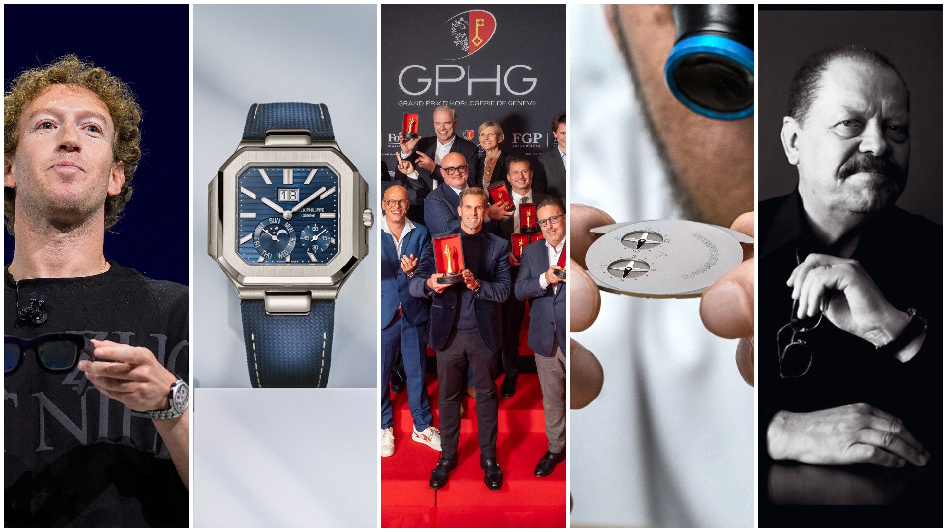 From left to right: Mark Zuckerberg begins collecting; Patek Philippe releases the Cubitus; GPHG awards IWC’s Portugieser Eternal Calendar the Aiguille D’Or; Konstantin Chaykin and Bulgari duke it out for thinnest watch in the world; Armin Strom passes away at 86. Photos: Handout