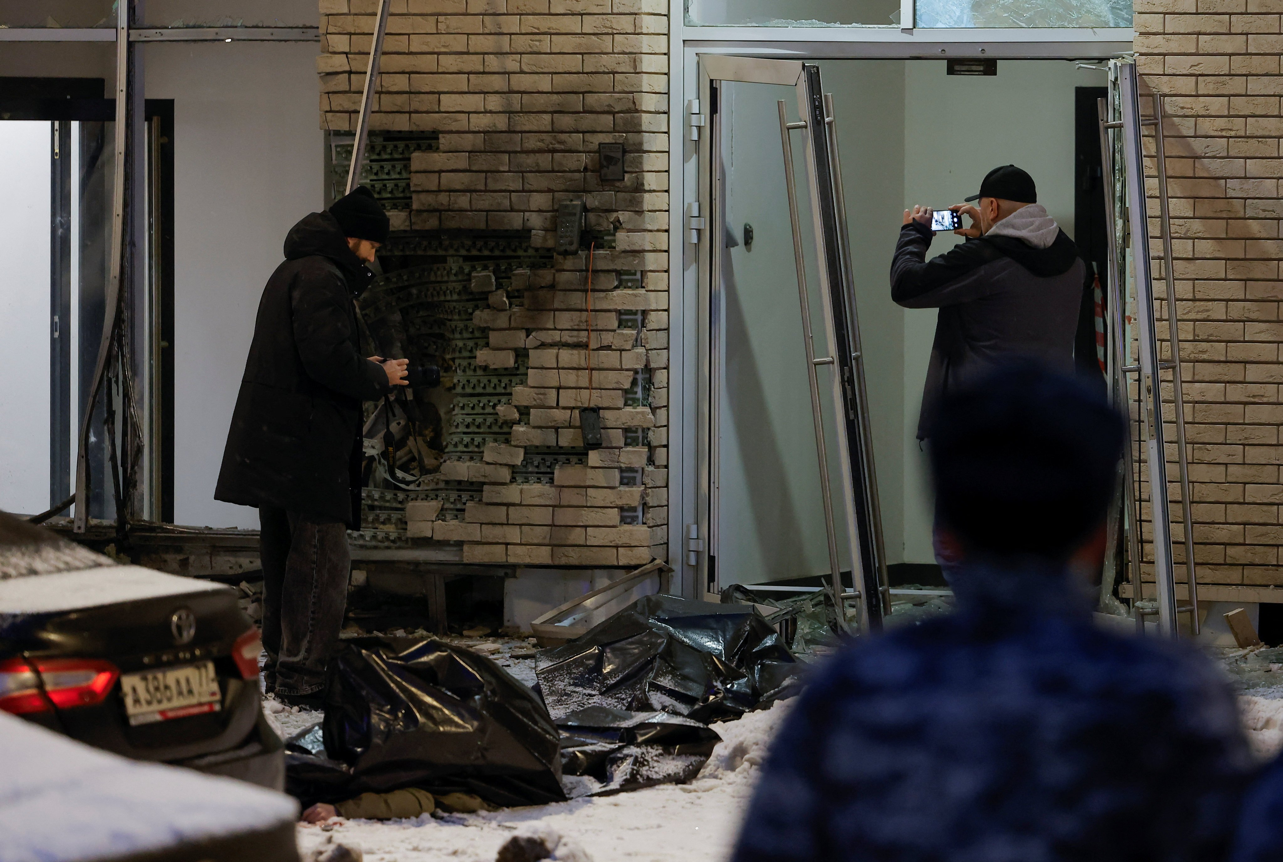 The scene of the explosion, which killed a senior Russian military official and his assistant. Photo: Reuters