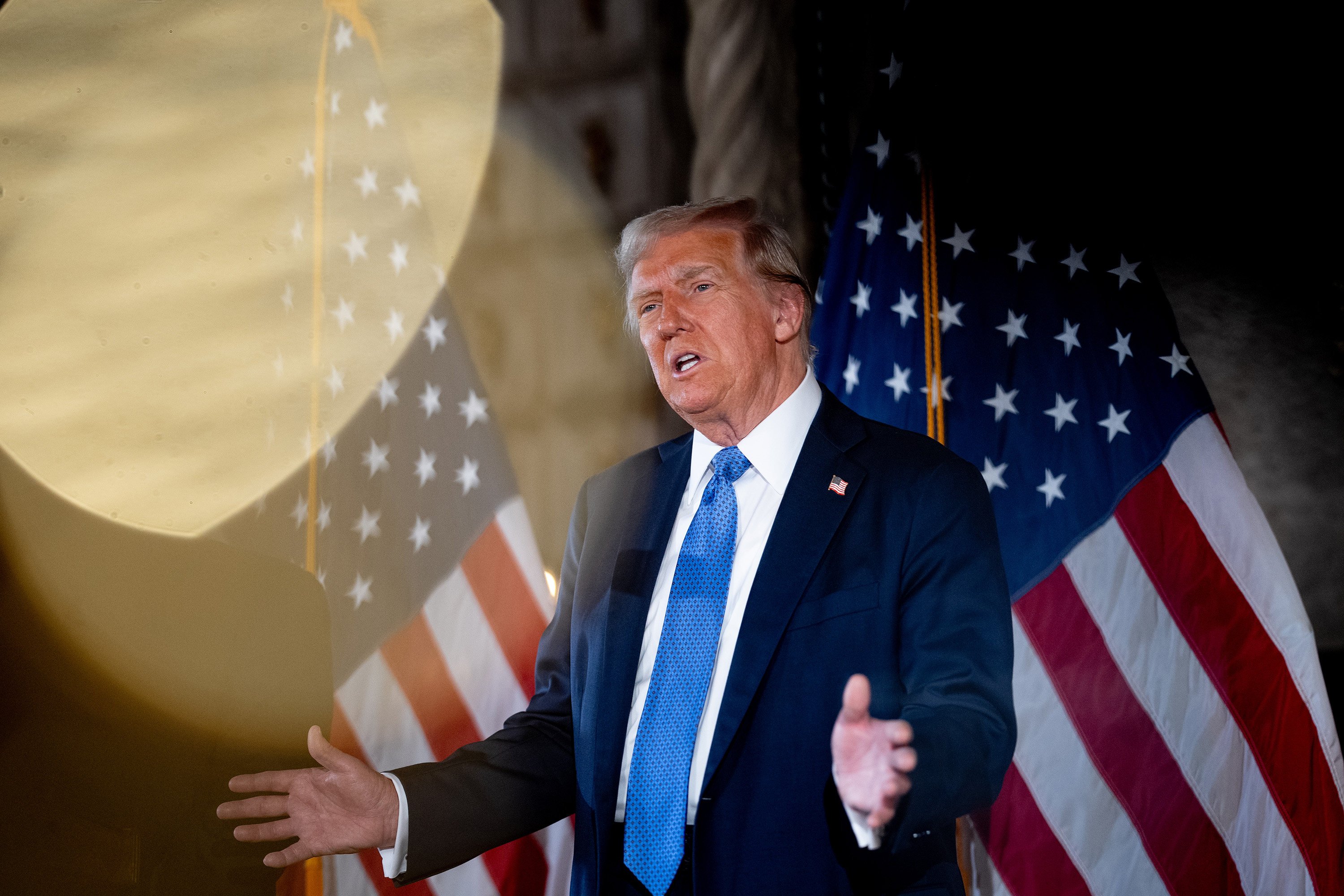 US President-elect Donald Trump speaks at a news conference at Mar-a-Lago resort on Monday. Photo: Getty Images