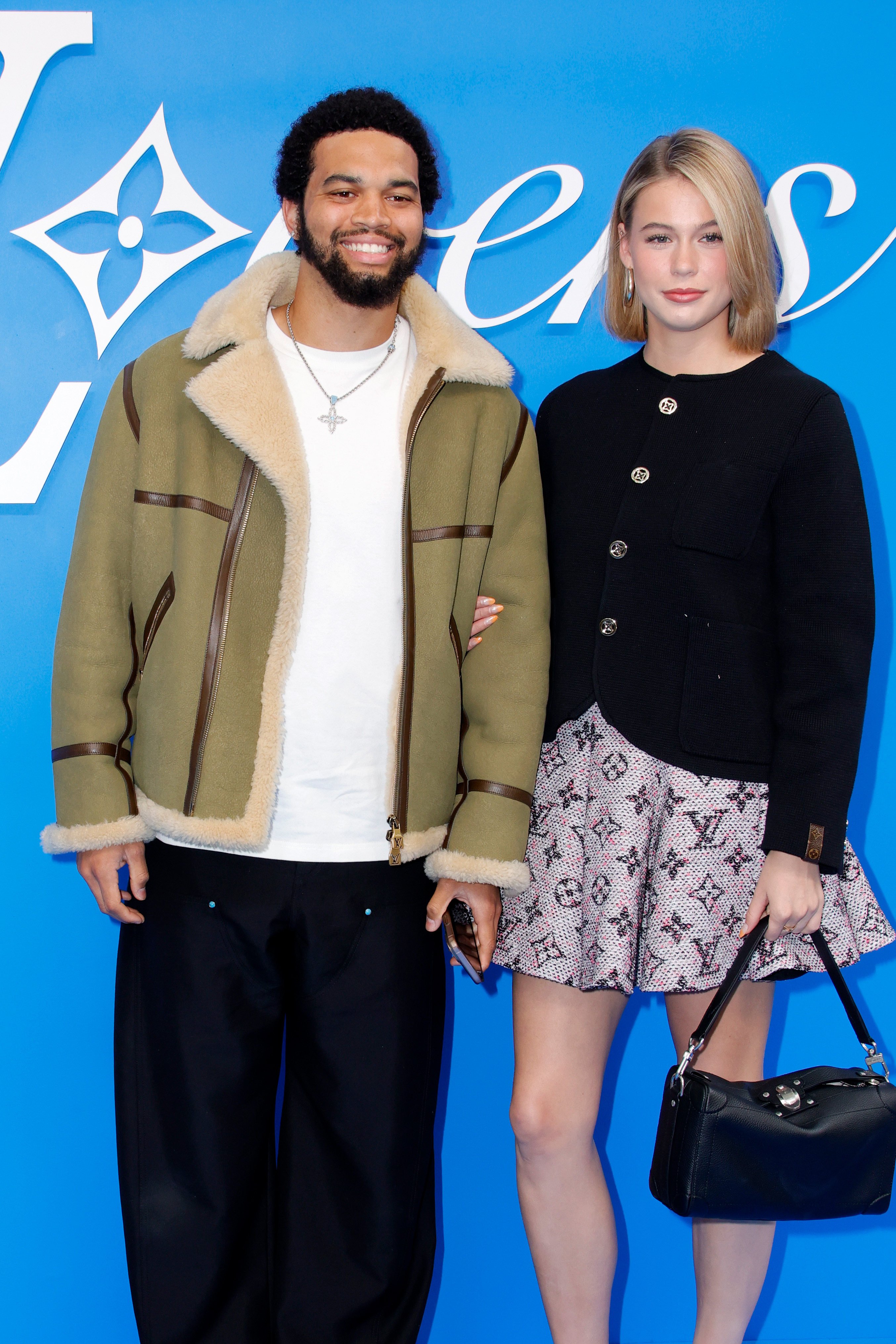 Caleb Williams and Alina Thyregod at the Louis Vuitton menswear spring/summer 2025 show as part of Paris Fashion Week in June. Photo: Getty Images
