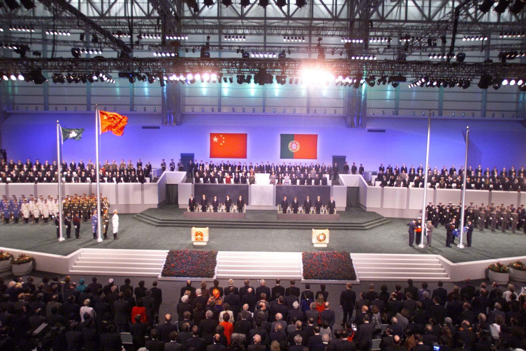 Chinese and Portuguese leaders attend the handover ceremony of Macau at midnight on December 20, 1999. Macau’s return to Chinese sovereignty ended 442 years of Portuguese rule. Photo: SCMP