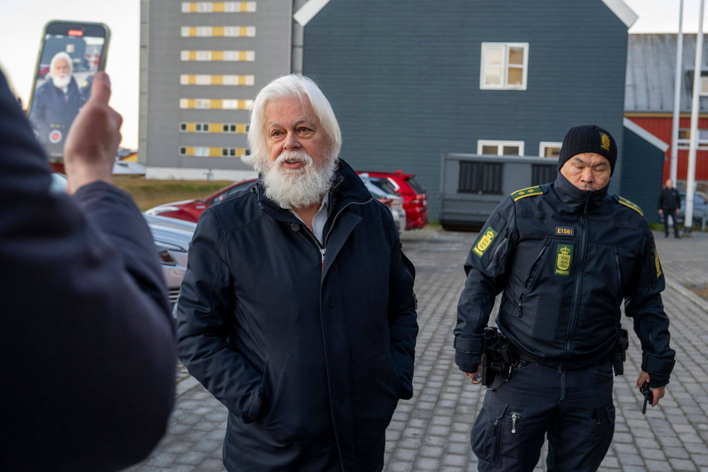 Anti-whaling activist Paul Watson arrives for a court hearing in Nuuk, Greenland, on October 2. Photo: AFP