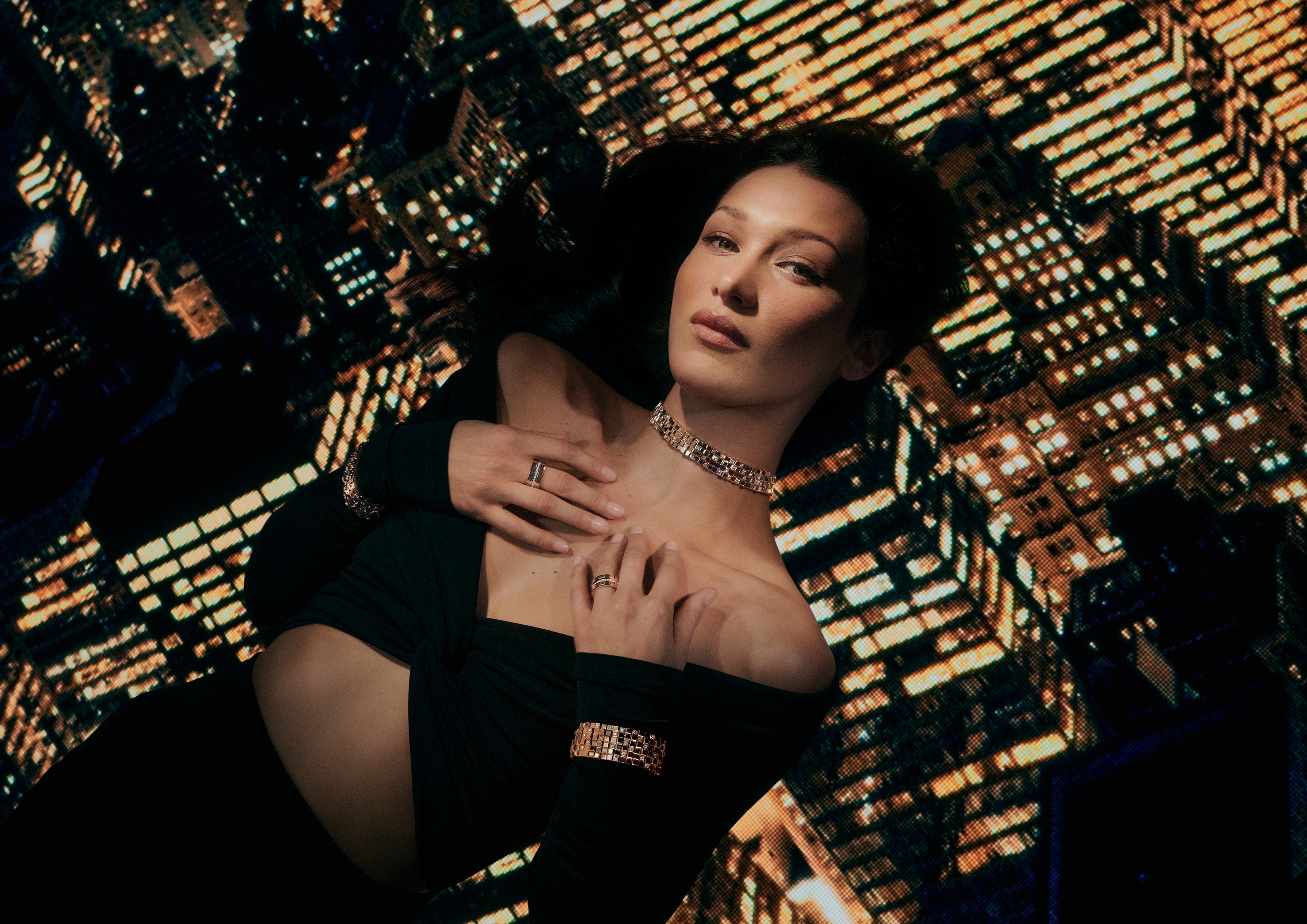 Bella Hadid stars in Chopard’s campaign for the Ice Cube collection. Photo: Chopard