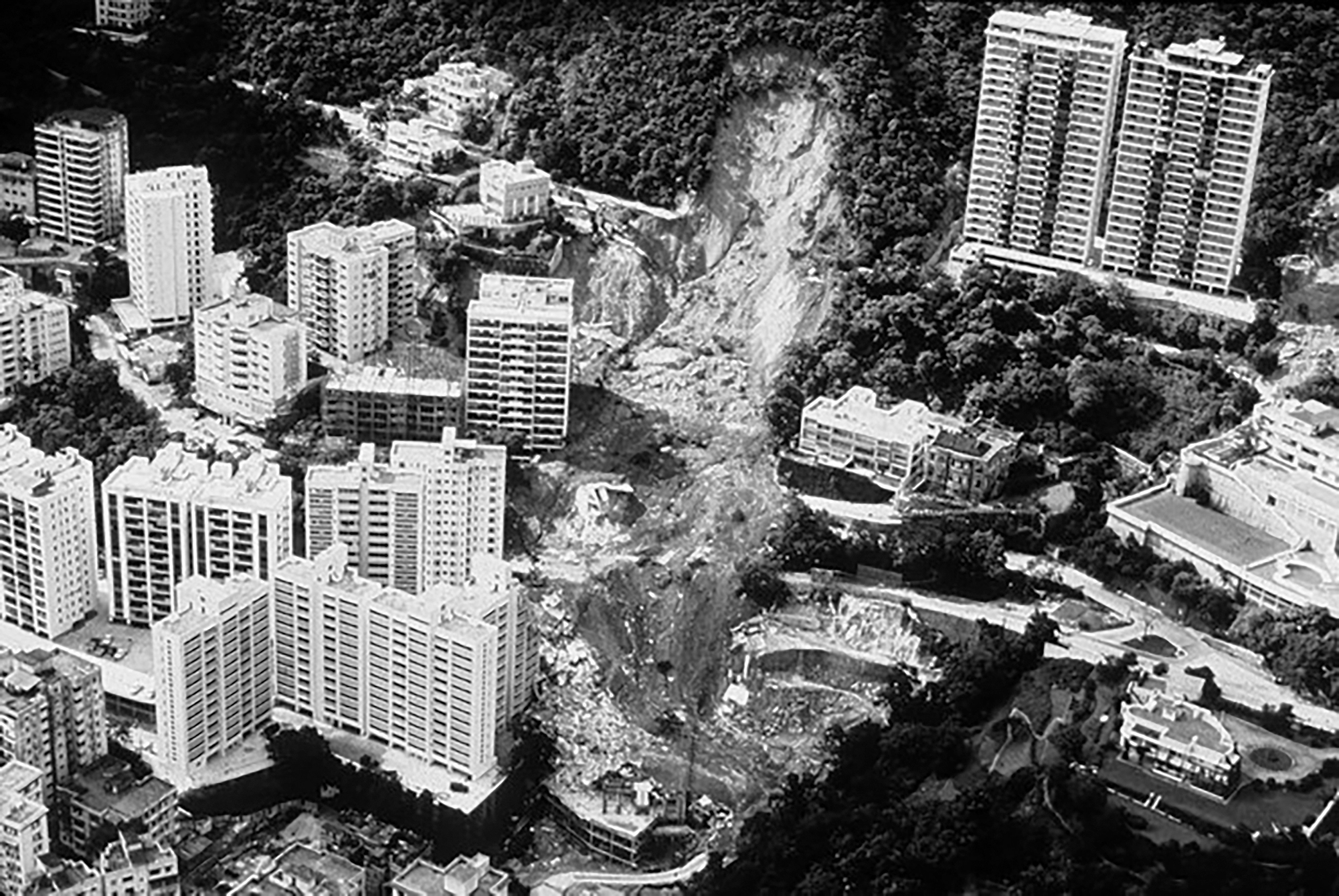 The site where the 12-storey Kotewall Court toppled after a downpour on June 18, 1972, in Hong Kong. Photo: SCMP Archives
