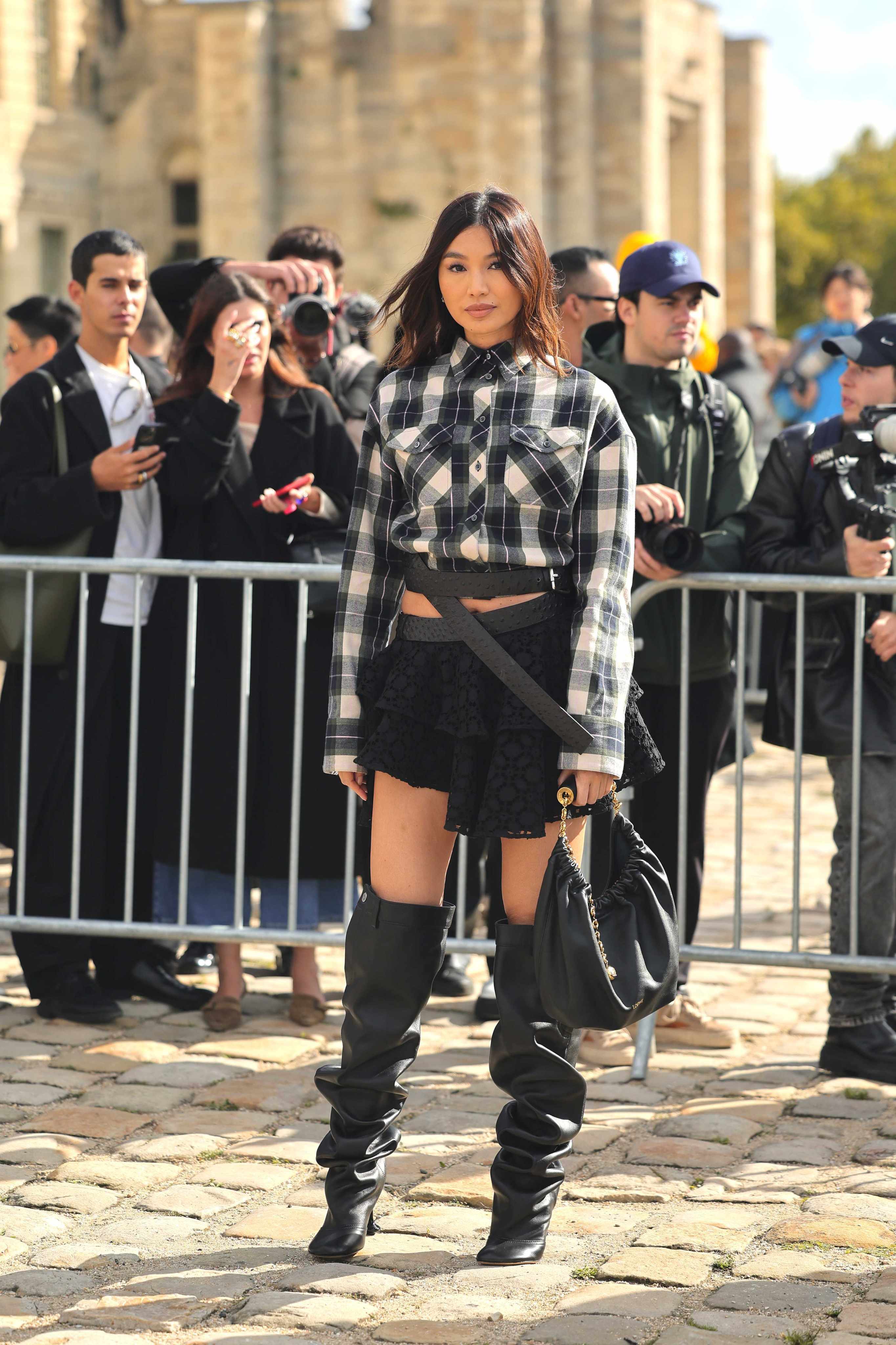 Gemma Chan in a winter-ready ensemble at Paris Fashion Week in September. Photo: Getty Images