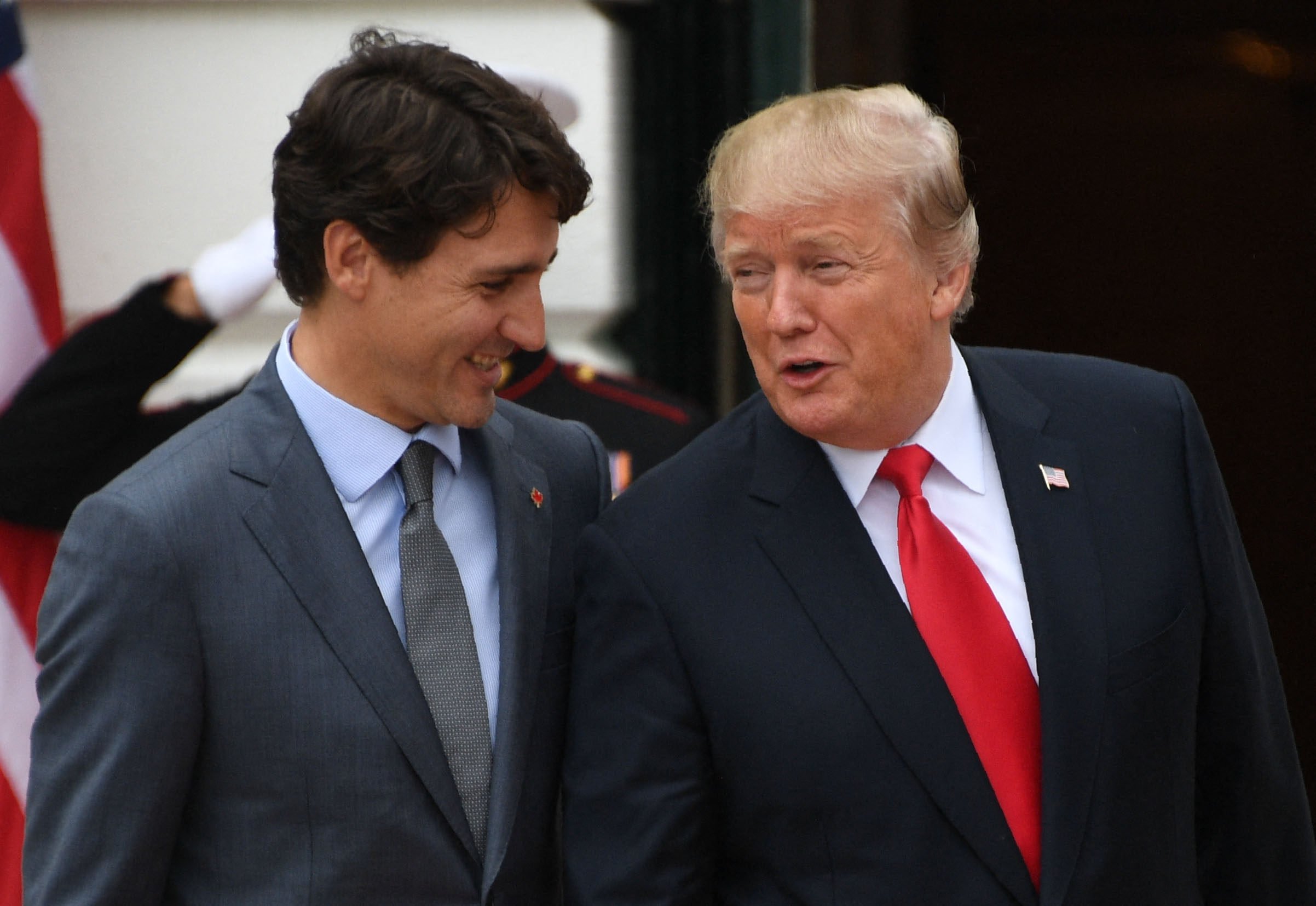 Donald Trump with Canadian Prime Minister Justin Trudeau (left) at the White House in 2017. Photo: AFP