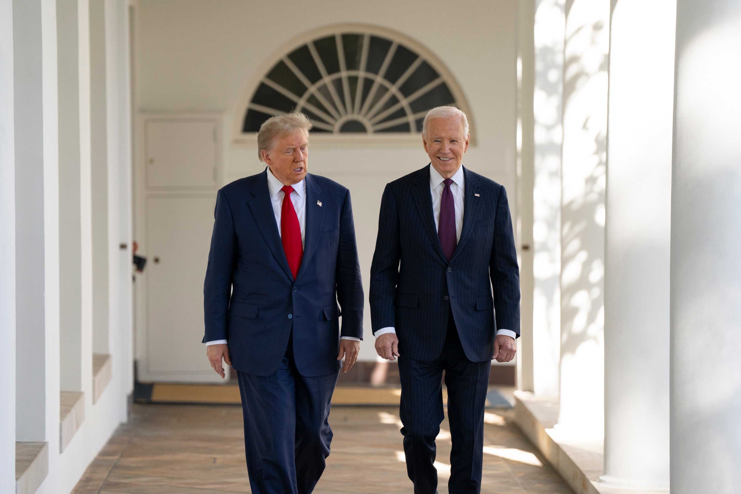 US President Joe Biden with president-elect Donald Trump during a transition meeting at the Oval Office of the White House in Washington on November 13. Photo: White House / Zuma Press Wire / dpa