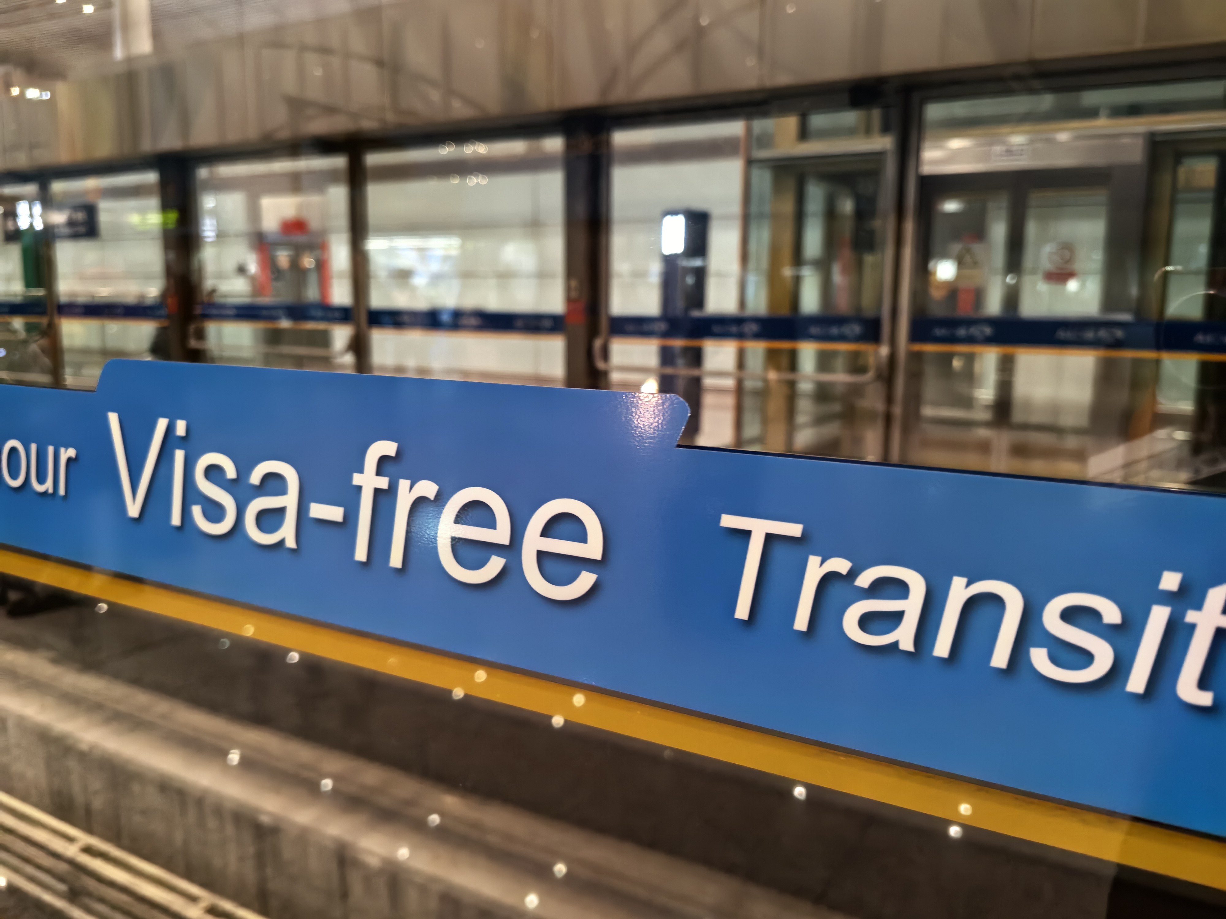 Visa-free transit sign at the Beijing Capital International Airport. Photo: SCMP/Simon Song