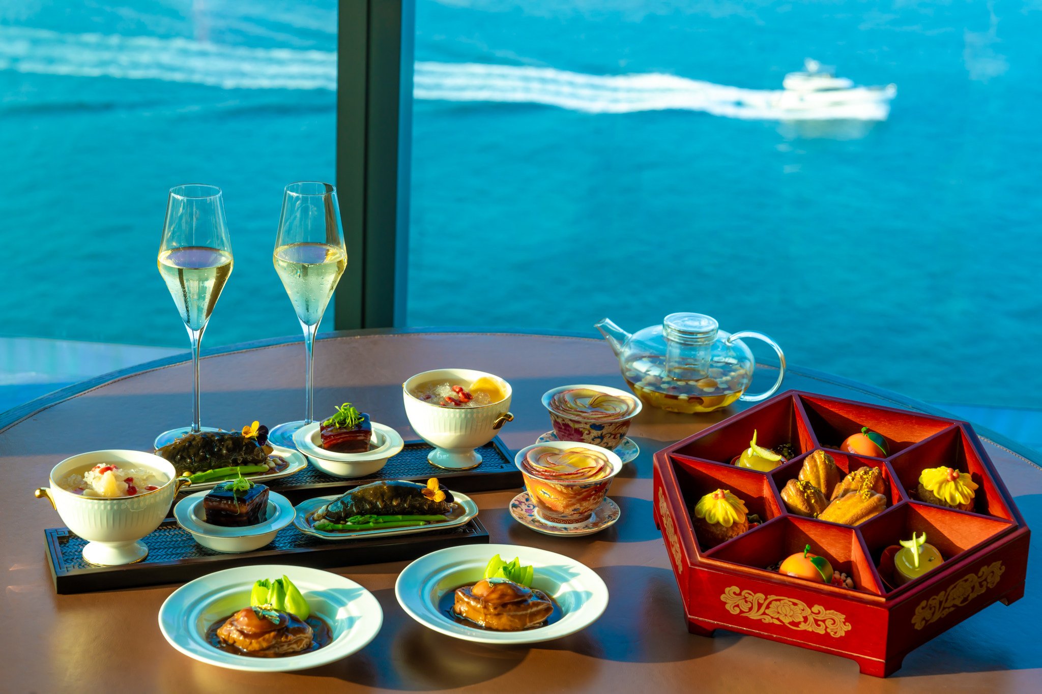 Cruise Restaurant & Bar’s Feast of Fortune afternoon tea set at the Hyatt Centric Victoria Harbour Hong Kong hotel. Photo: Handout