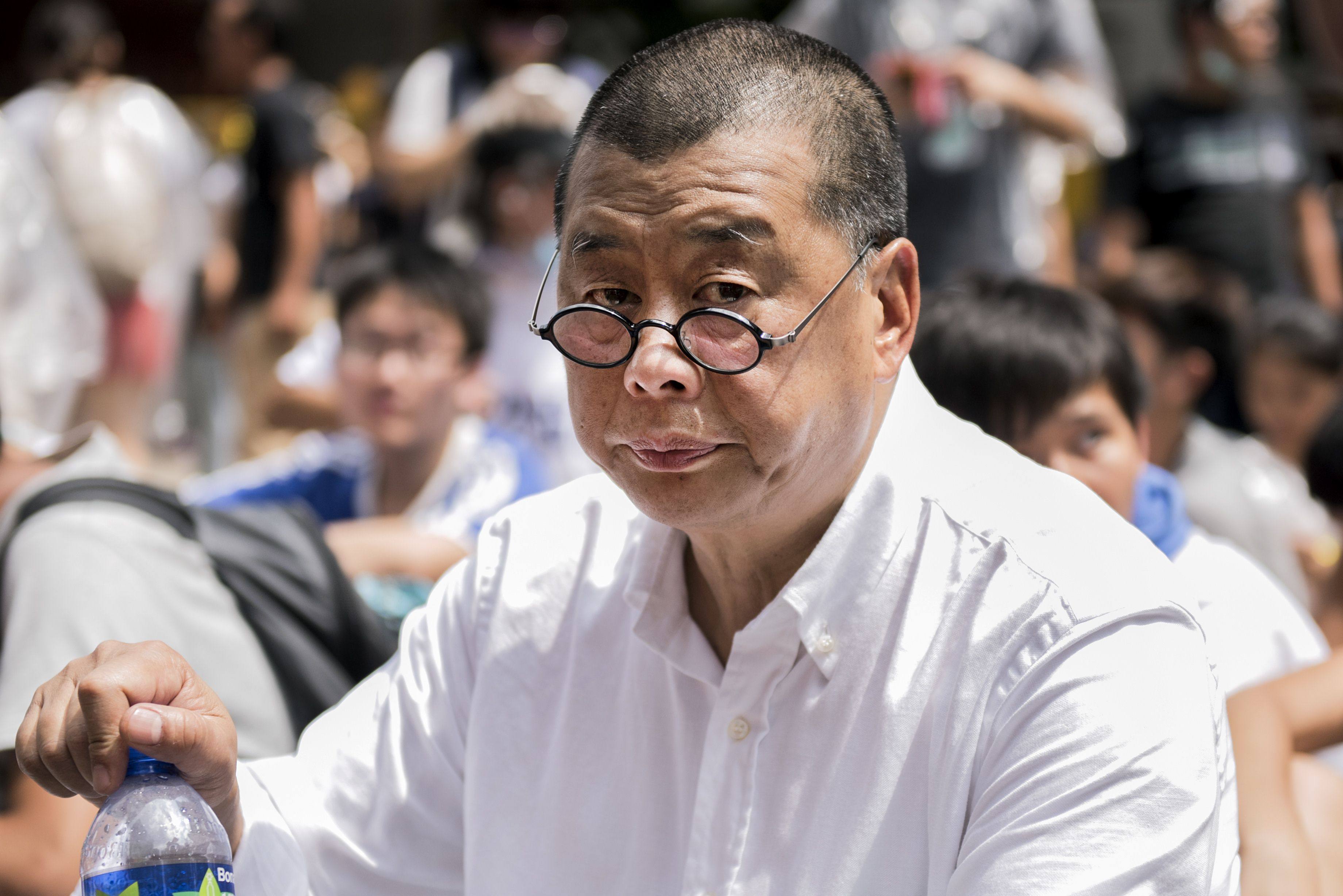 Jimmy Lai attends a pro-democracy rally near the Hong Kong government headquarters on September 28, 2014. Photo: AFP