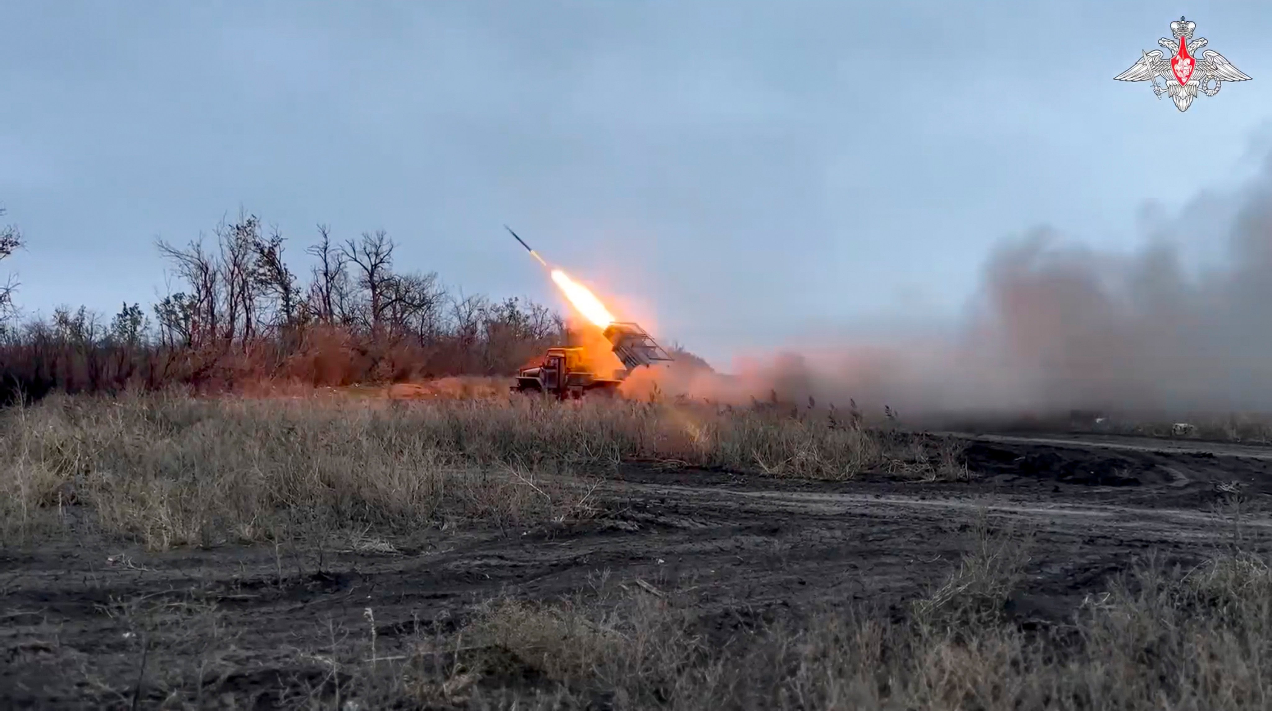 A Russian rocket launcher fires towards Ukrainian position at an undisclosed location on December 18. Photo: Russian Defence Ministry Press Service via AP