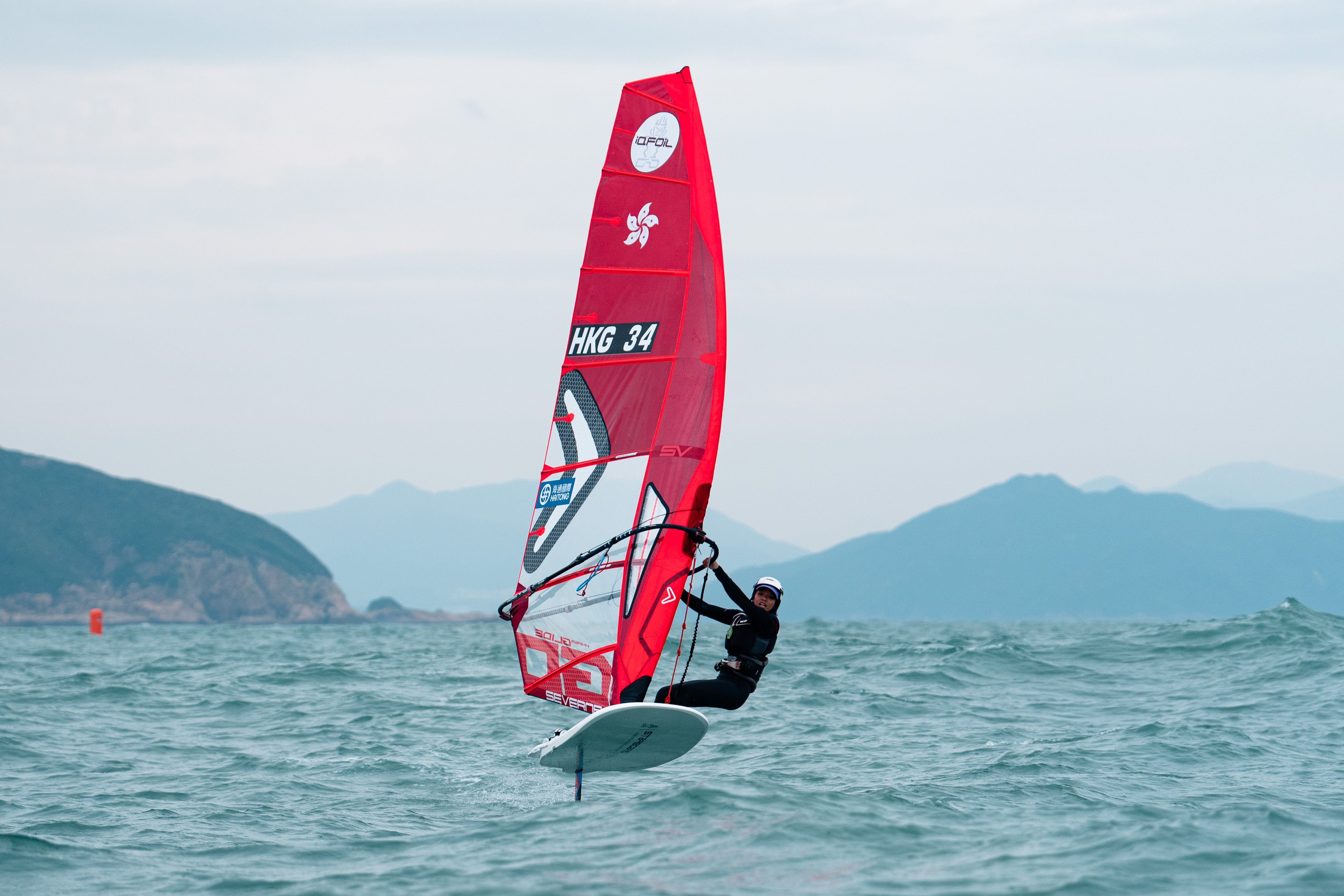 Windsurfer Choy Wing-tung competes during the Hong Kong Premier League on November 10, 2024. Photo: Lampson Yip/Clicks Images