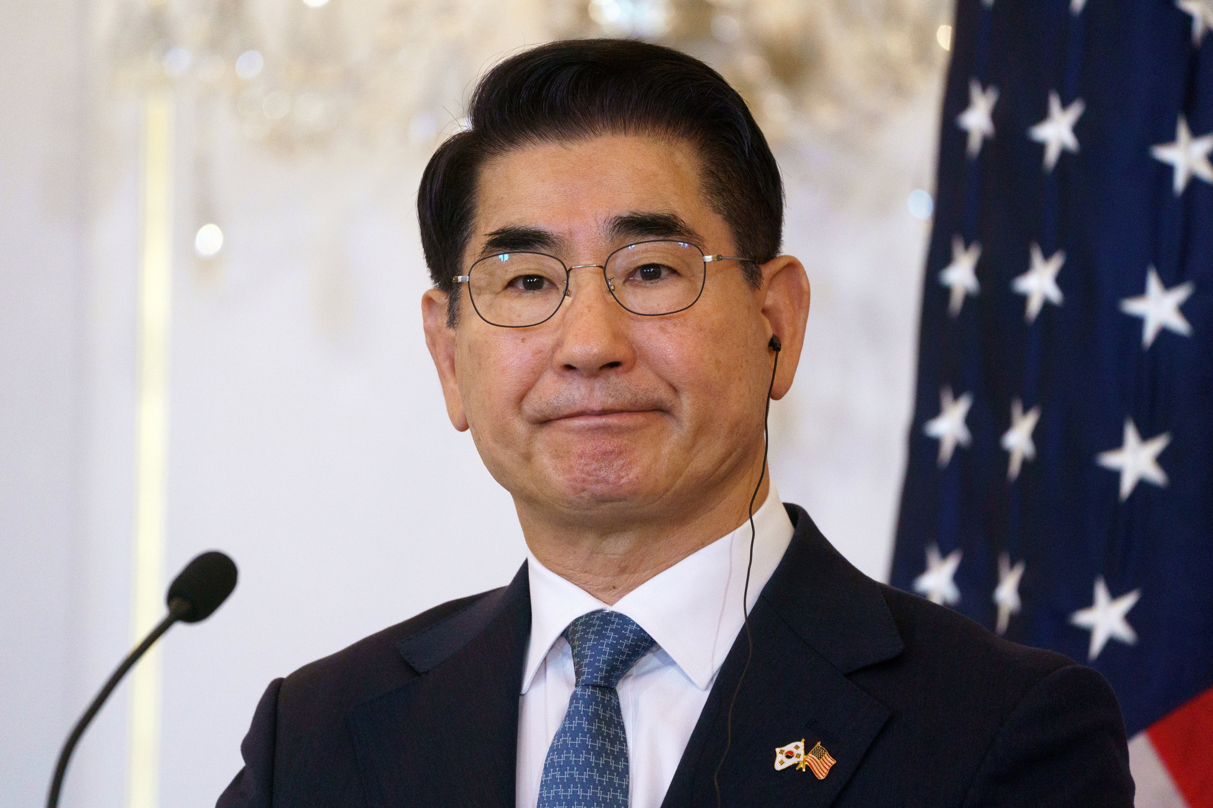 Kim Yong-hyun attends a press conference in Washington on October 31, 2024. The now former South Korean defence minister attempted suicide while in custody over his role in a failed attempt to impose martial law in South Korea. Photo: EPA-EFE