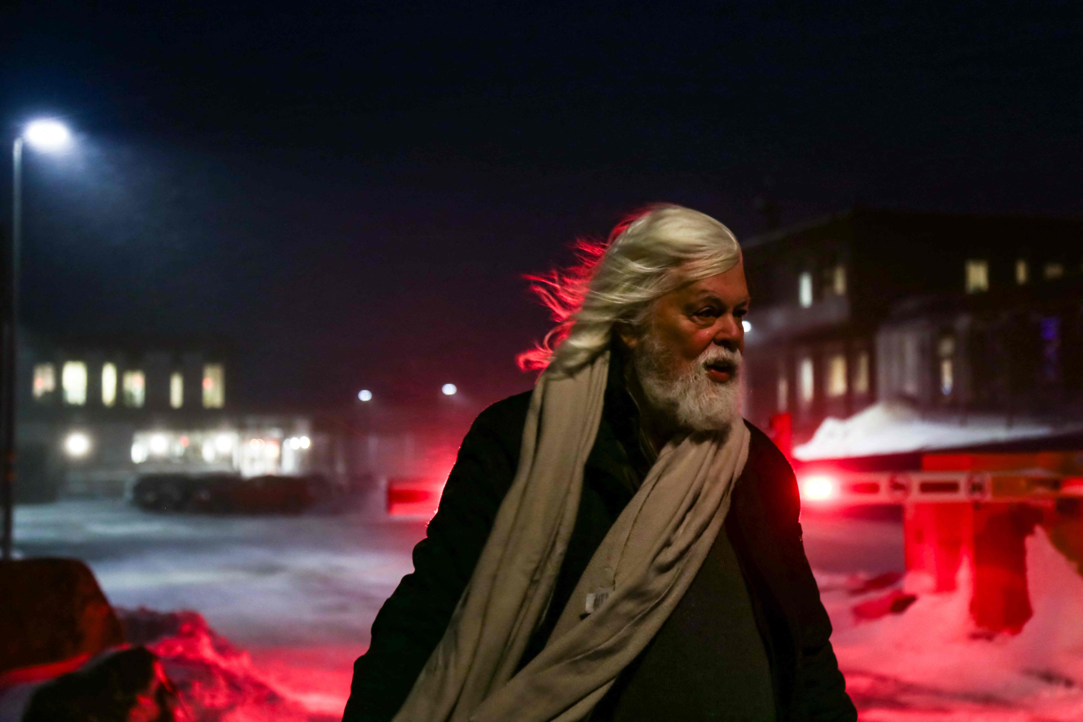 Anti-whaling activist Paul Watson walks after being released from prison in Nuuk, Greenland, on December 17. Photo: AFP